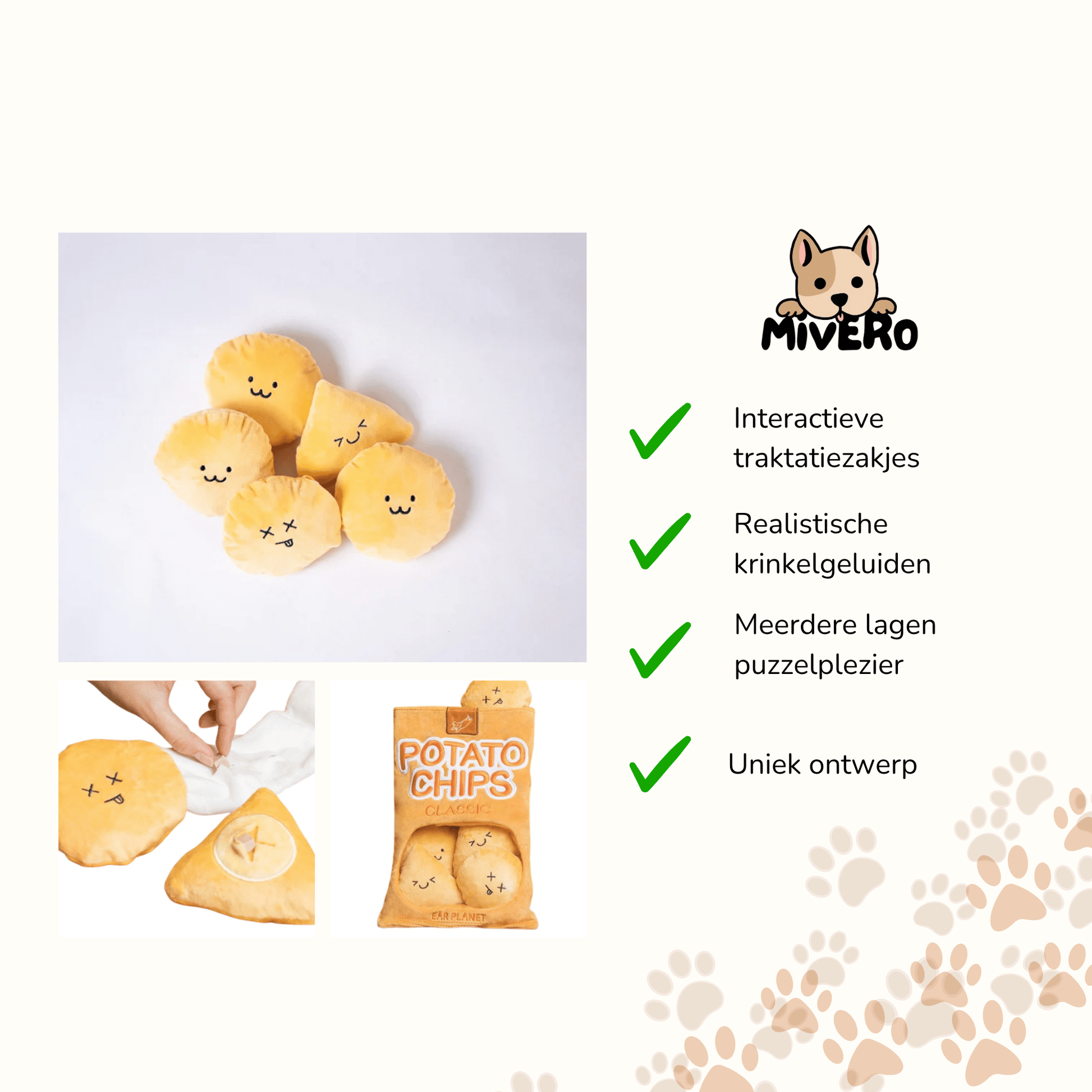 Barkritos - Snuffelspeelgoed Hond Chipszak Met Piep - Mivero