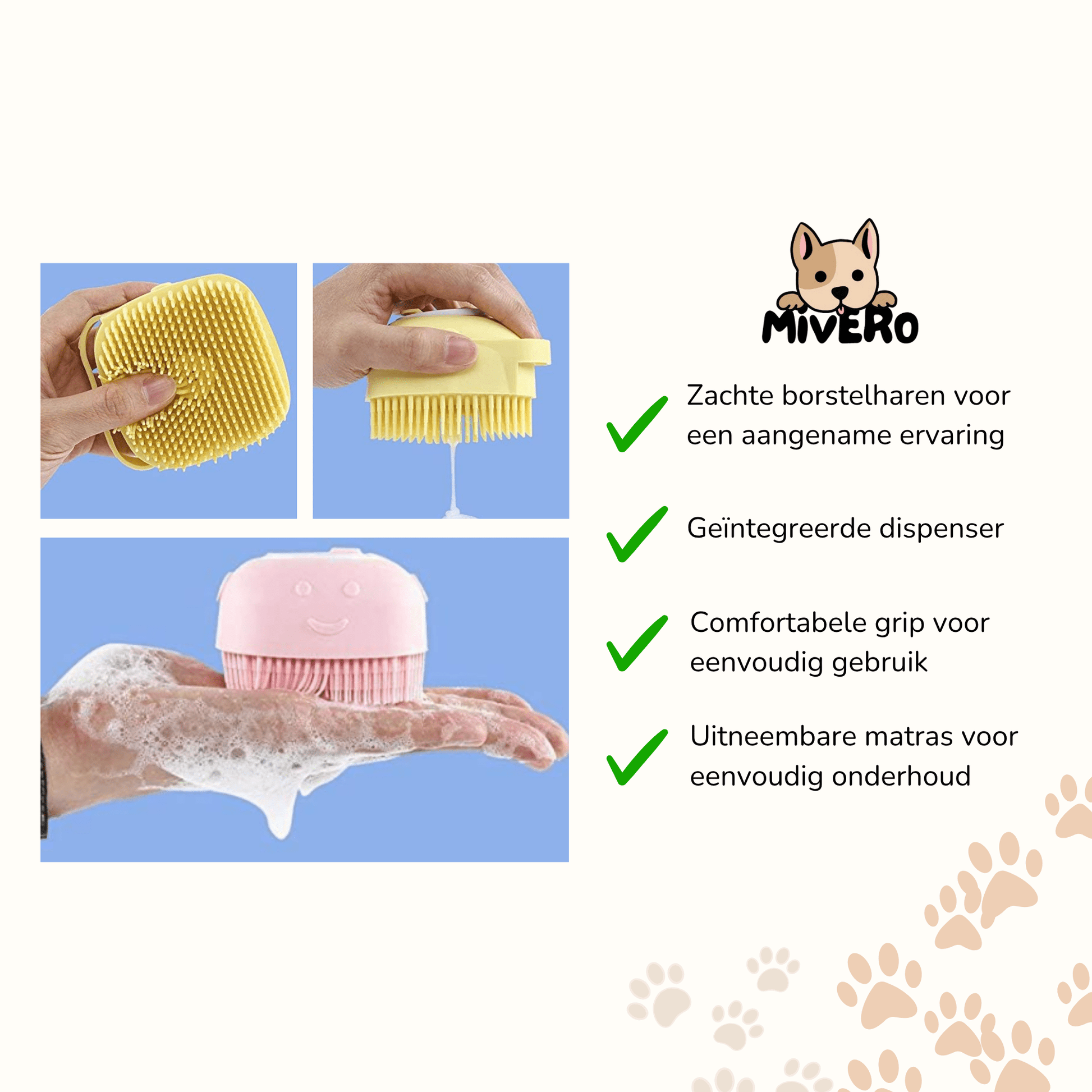 BubbleBrush - Shampoo Dispenser Borstel - Mivero