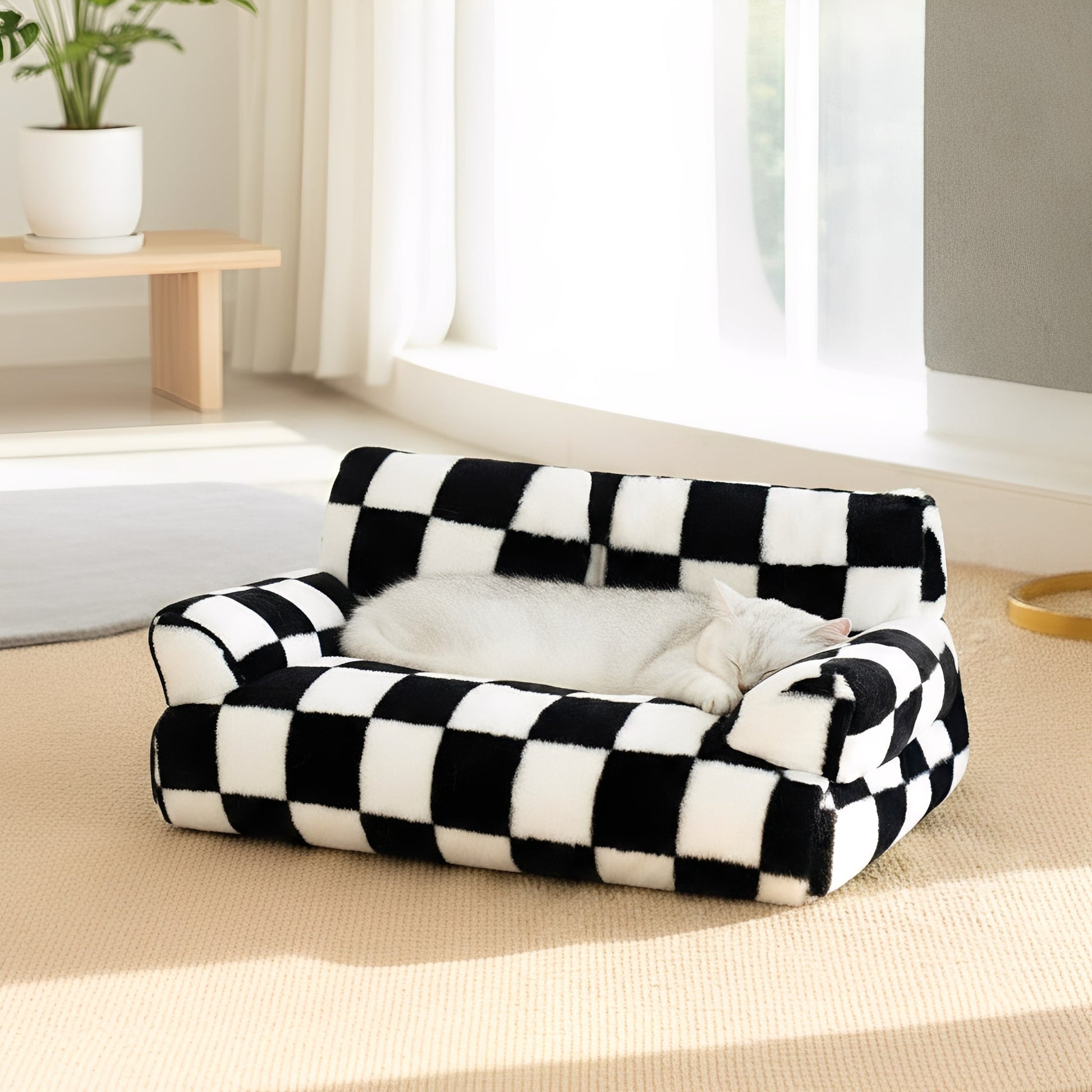 CheckNest - Kattenbed Geruit Wasbaar Antislip - Mivero