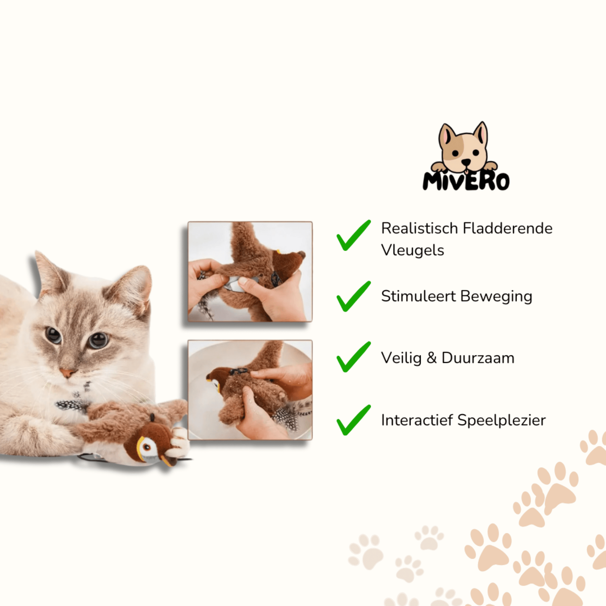 ChirpFly - Katten Speelgoed Interactieve Vogel 2.0 - Mivero