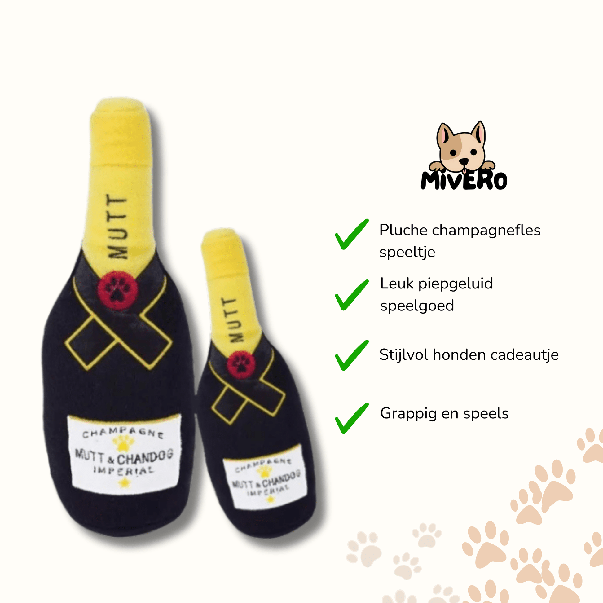 Chompagne - Pluche Piepende Champagnespeeltje - Mivero