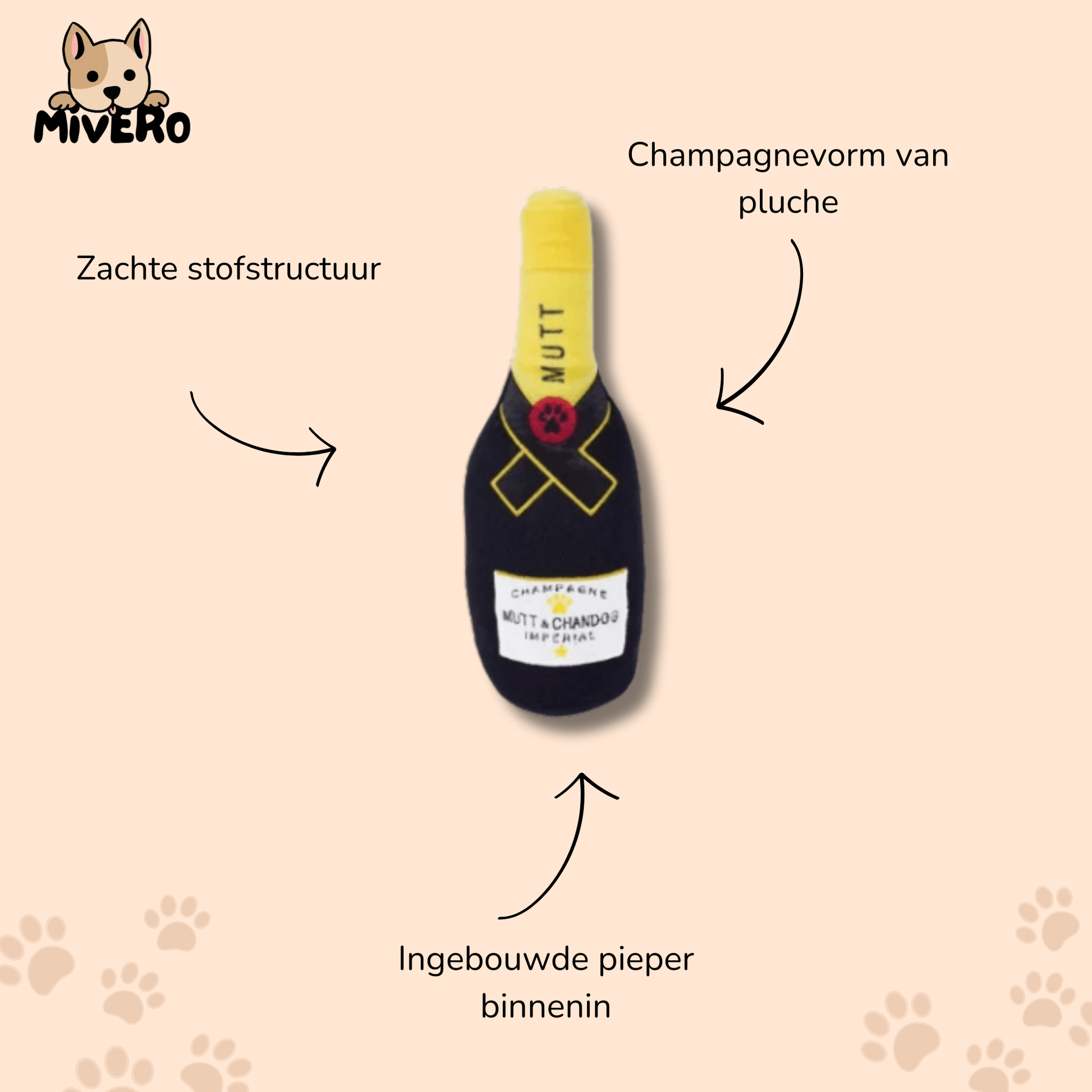 Chompagne - Pluche Piepende Champagnespeeltje - Mivero