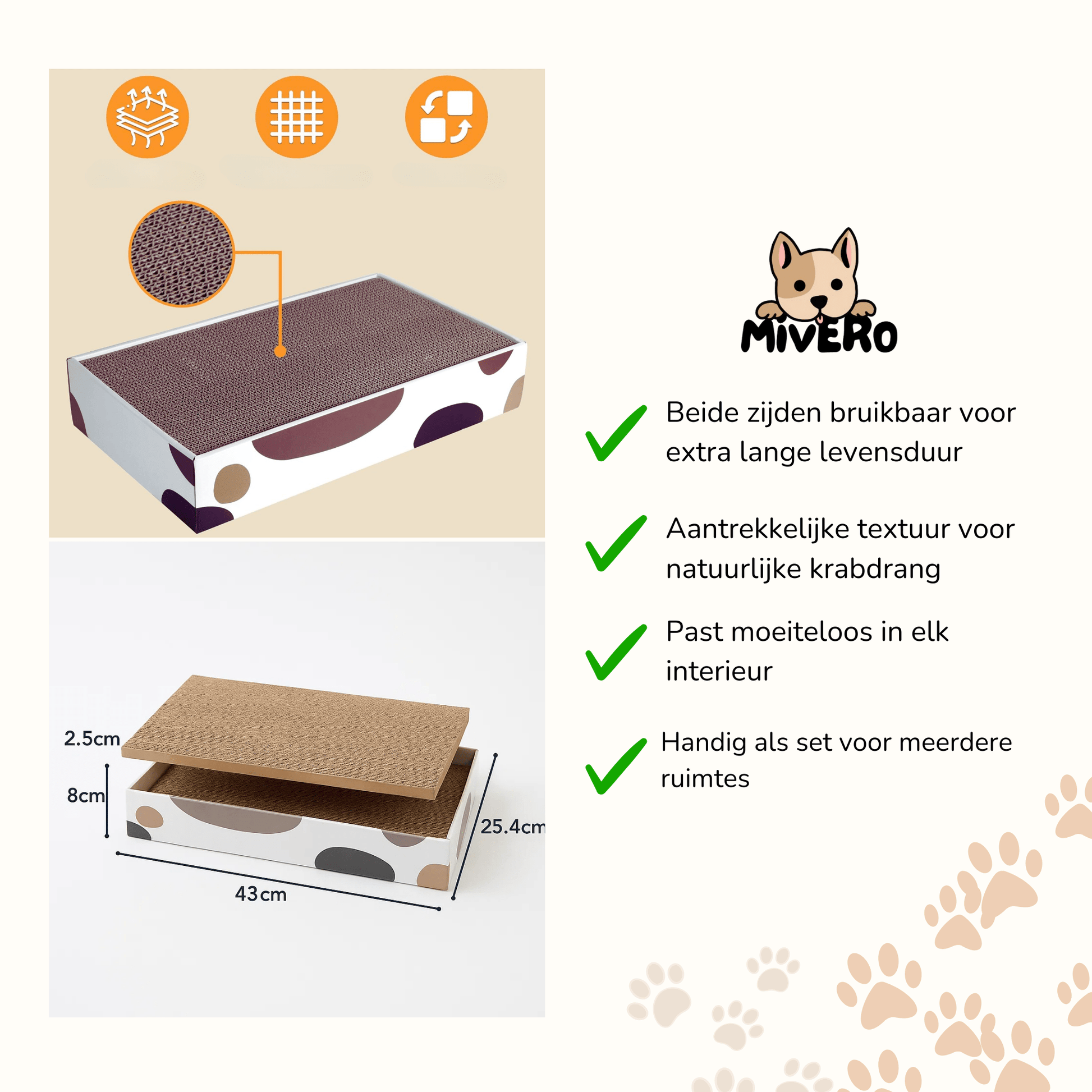 Clawver - Omkeerbare Kartonnen Krabplanken - Mivero