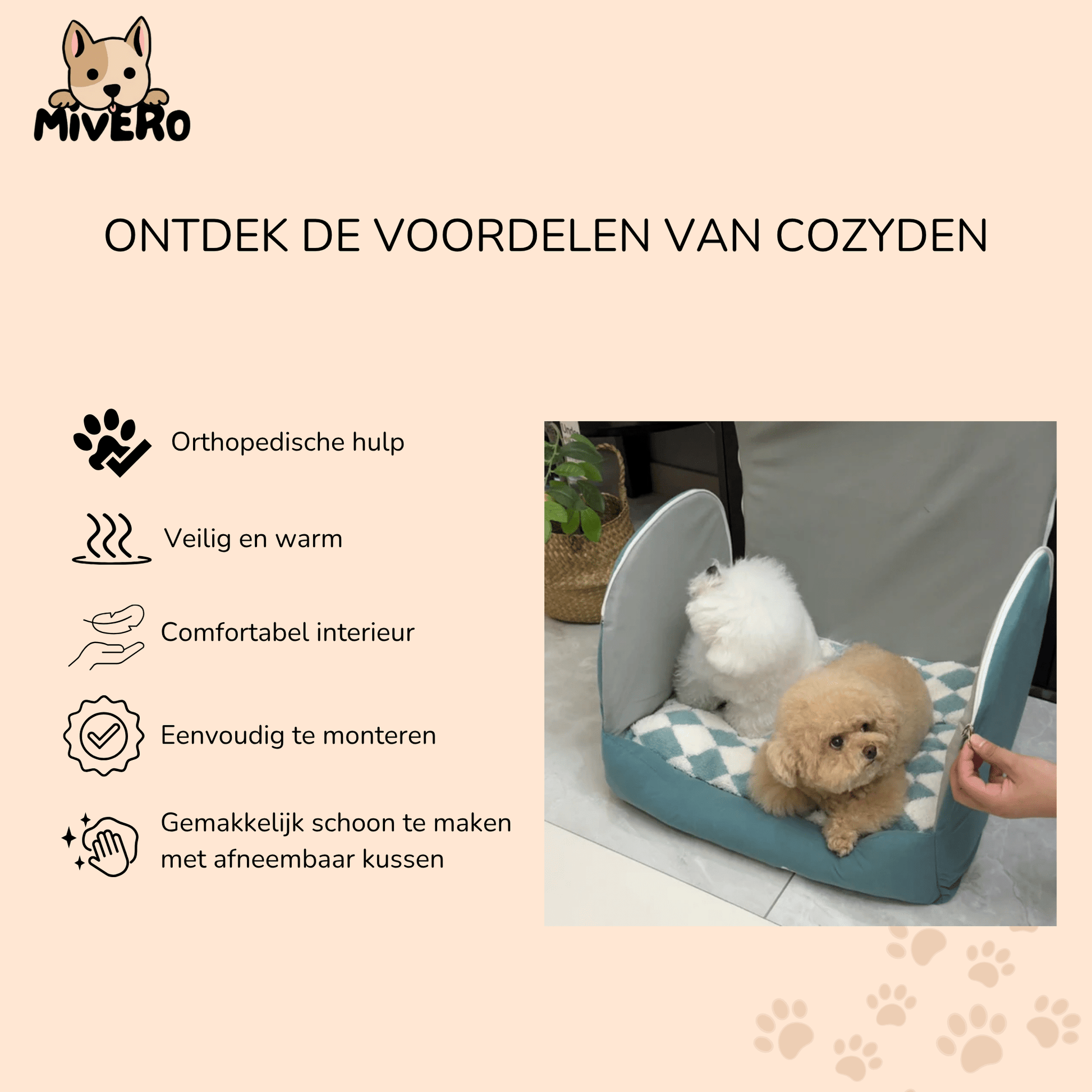 CozyDen - Knus verhoogd huisdierenbed - Mivero