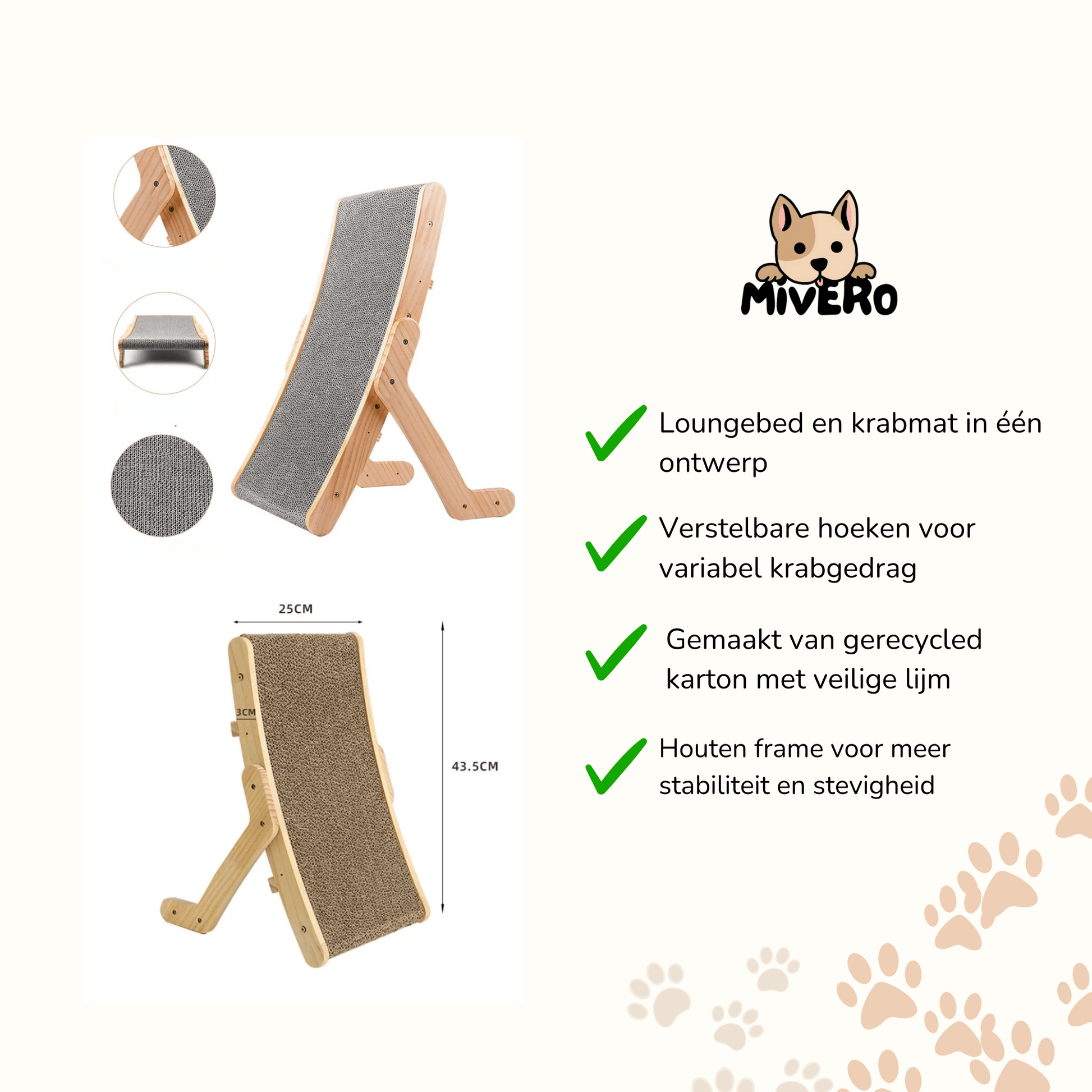 Craddle - Verstelbare Kartonnen Kattenlounge - Mivero