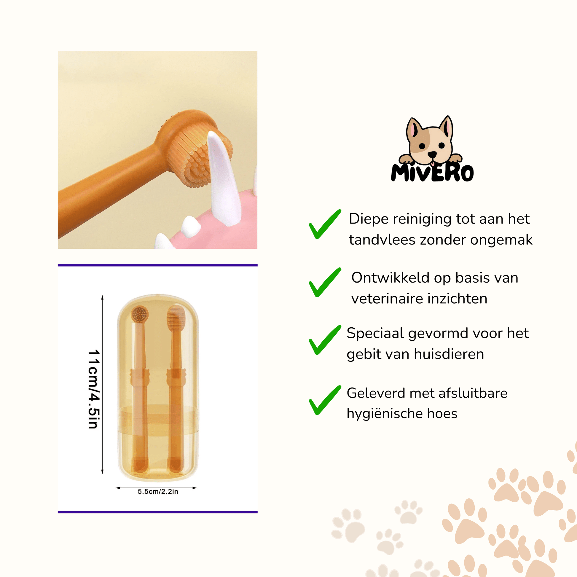 Dentura - Diepreinigende Veilige Huisdierentandenborstel - Mivero