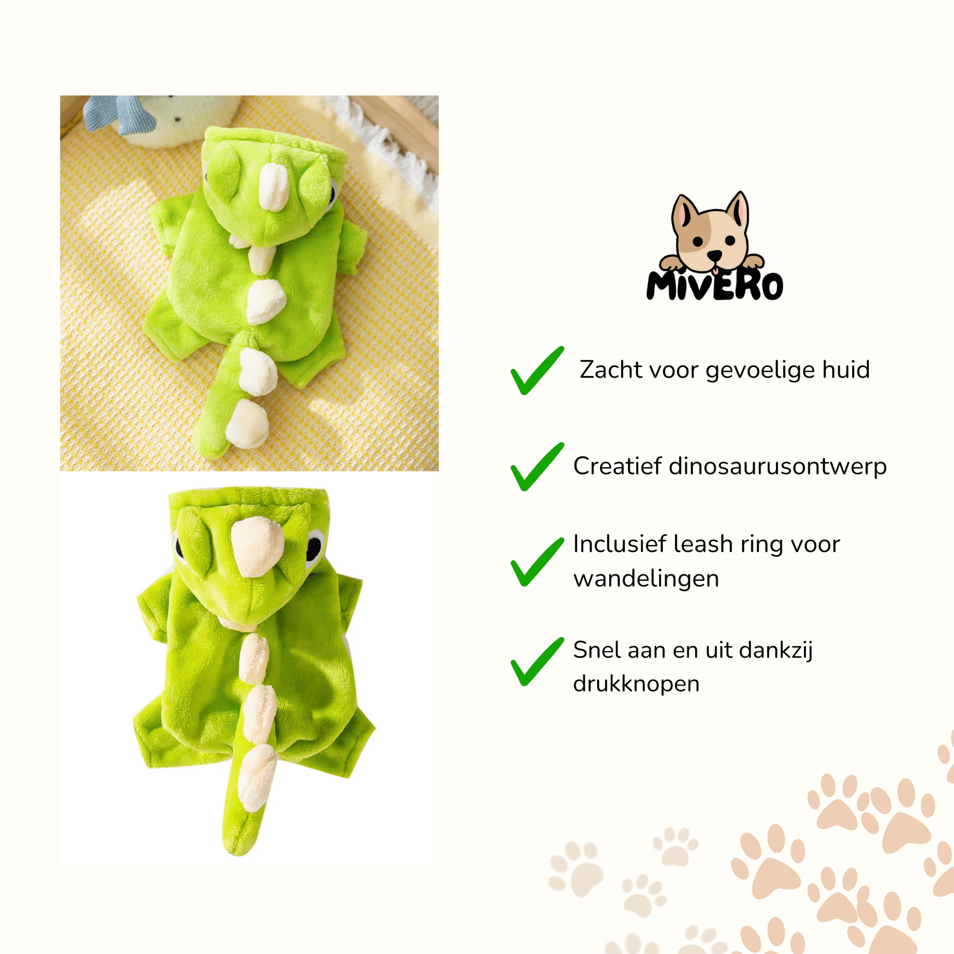 DinoSnug - Fleece Dinosaurus Huisdierkostuum - Mivero