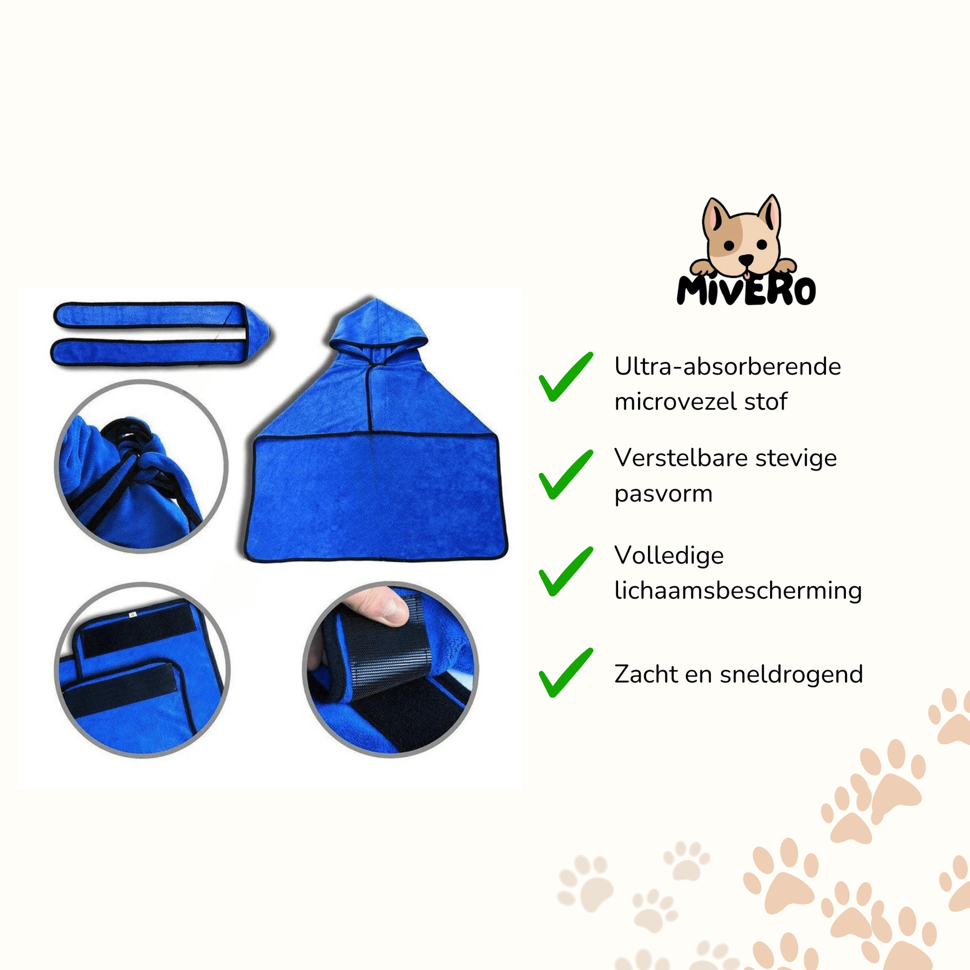 Droogie - Absorberende Microvezel Hondenbadjas - Mivero