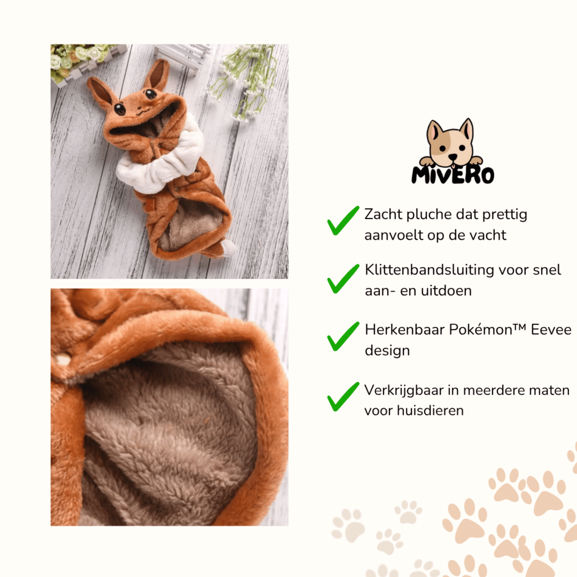 Eeveest - Pluche Klittenband Huisdierkostuum - Mivero