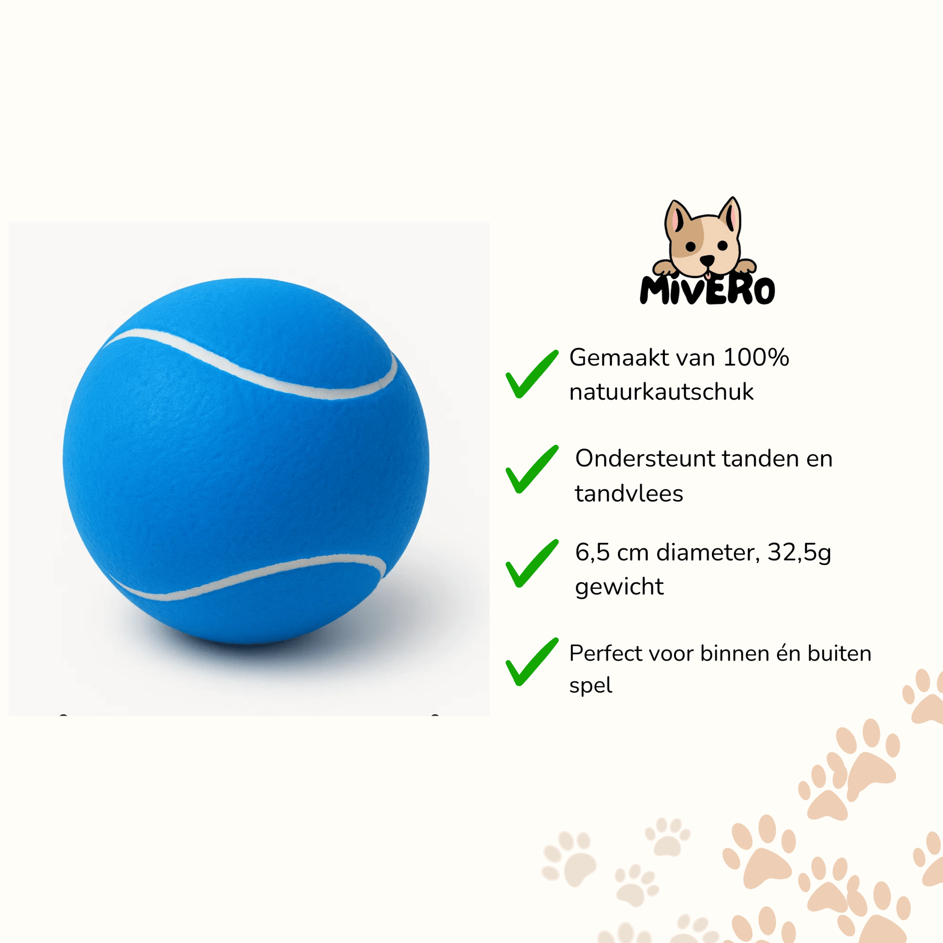 FangPlay - Natuurkautschuk Kauwbestendige Hondenbal - Mivero
