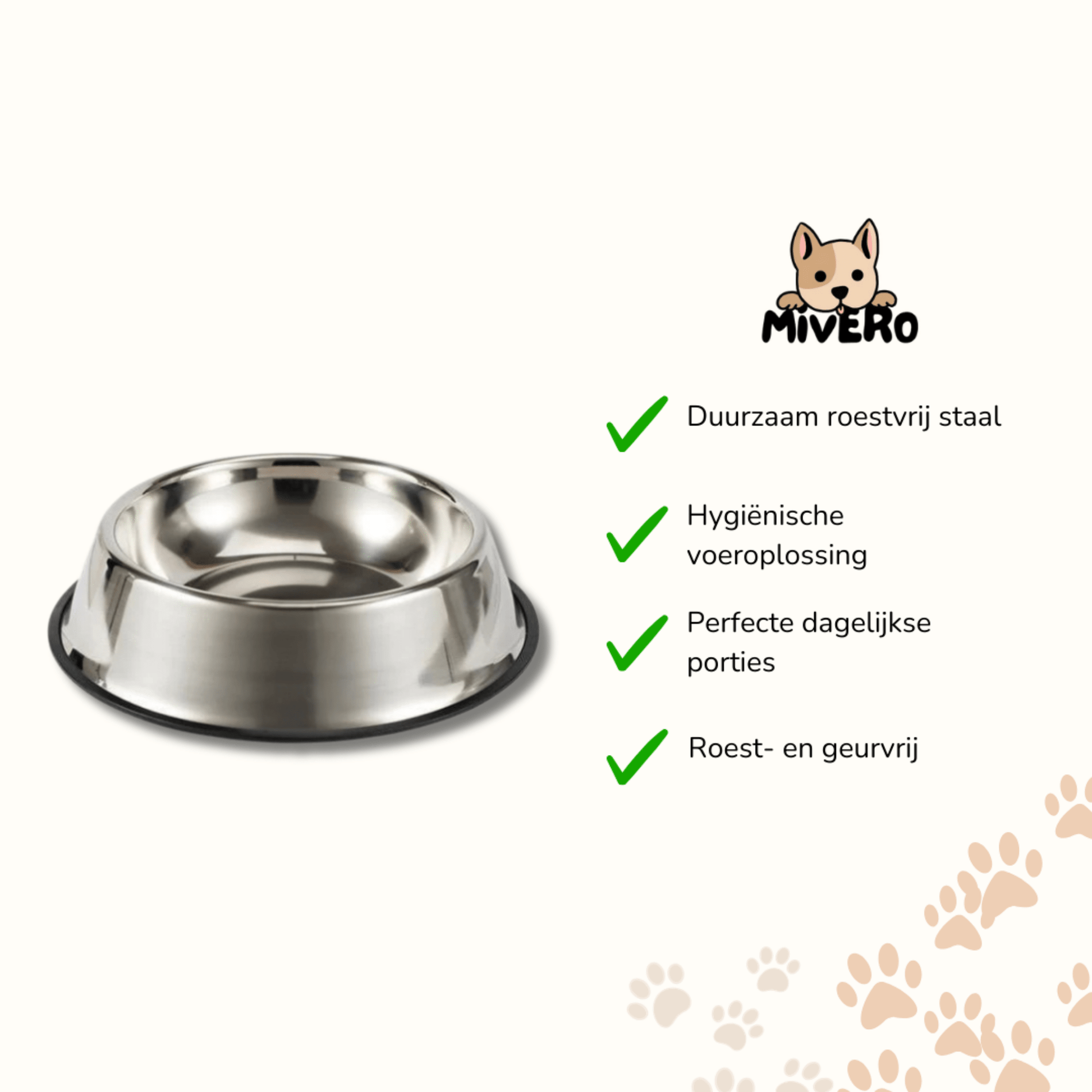 Feedo - Roestvrij Antislip Voerbak - Mivero