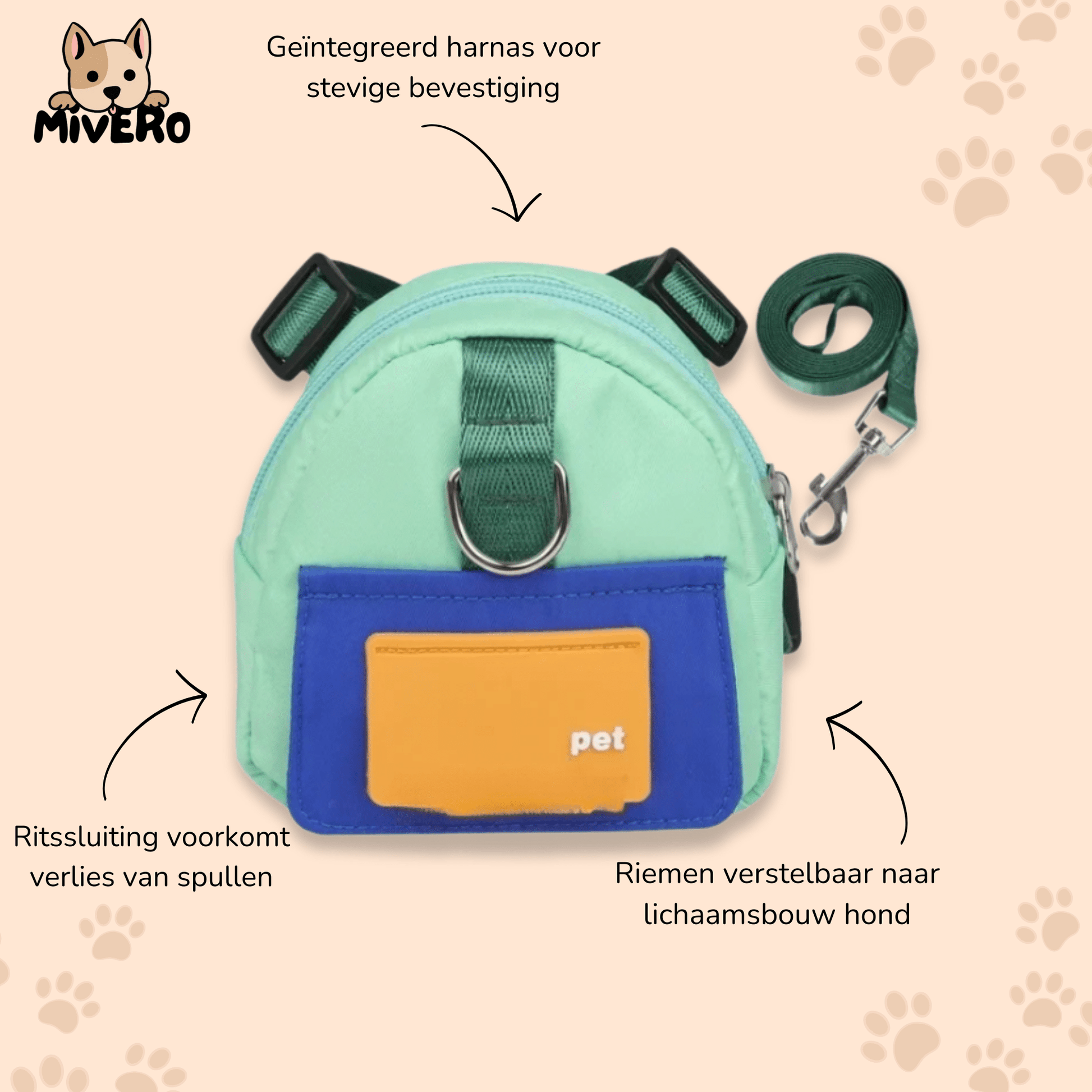 FetchPack - Verstelbare Rugzak Hondentuig - Mivero