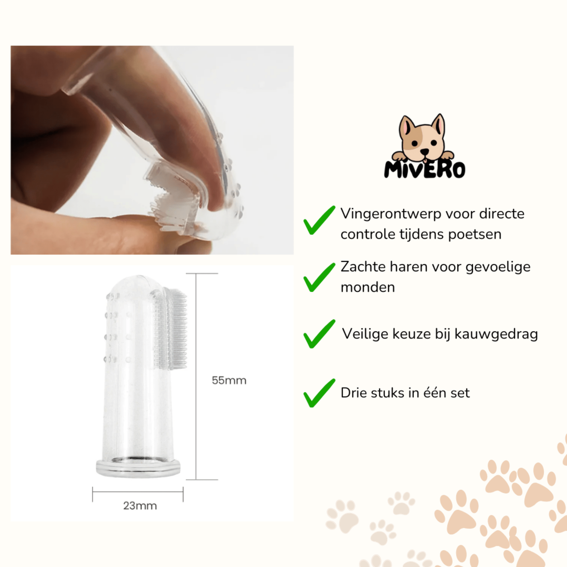 FinBrush - Vingergestuurde Zachte Hondenborstel - Mivero