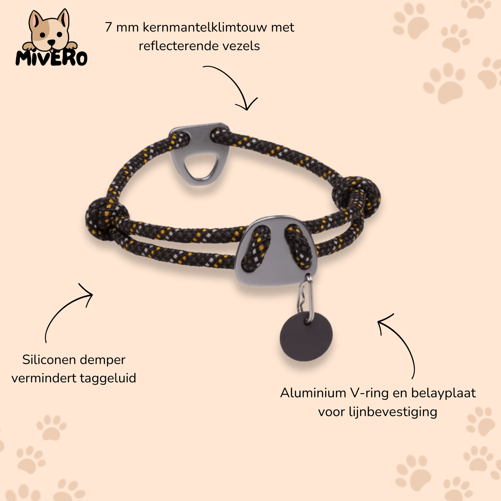 Flexlead - Reflecterende Knopenloze Hondenhalsband - Mivero