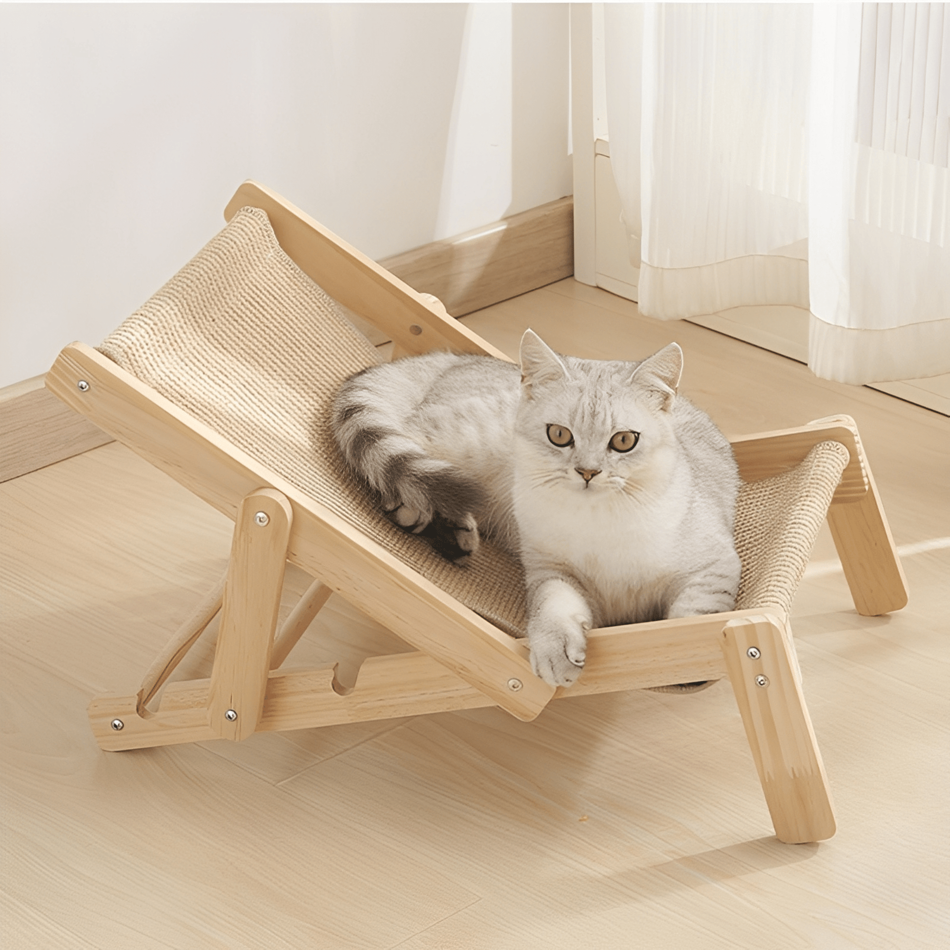 FurLounge - Verstelbare Houten Kattenlounger - Mivero