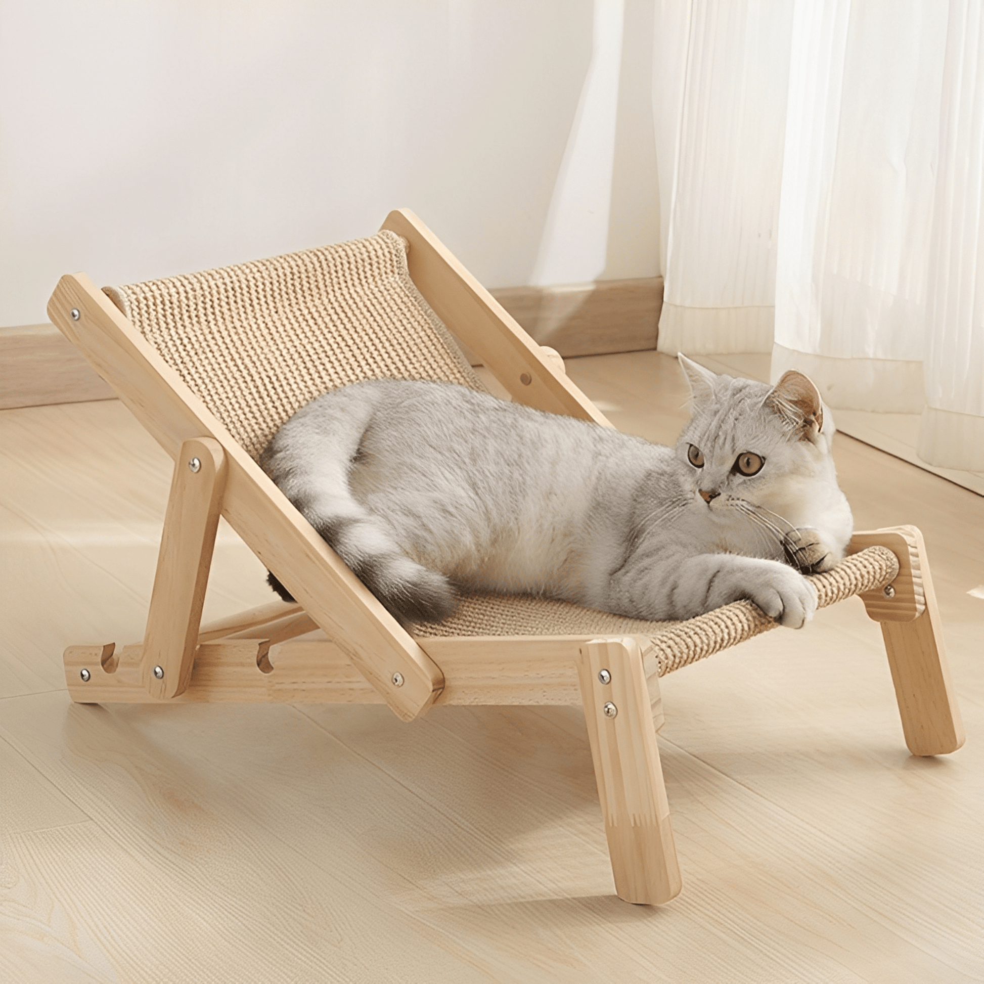FurLounge - Verstelbare Houten Kattenlounger - Mivero