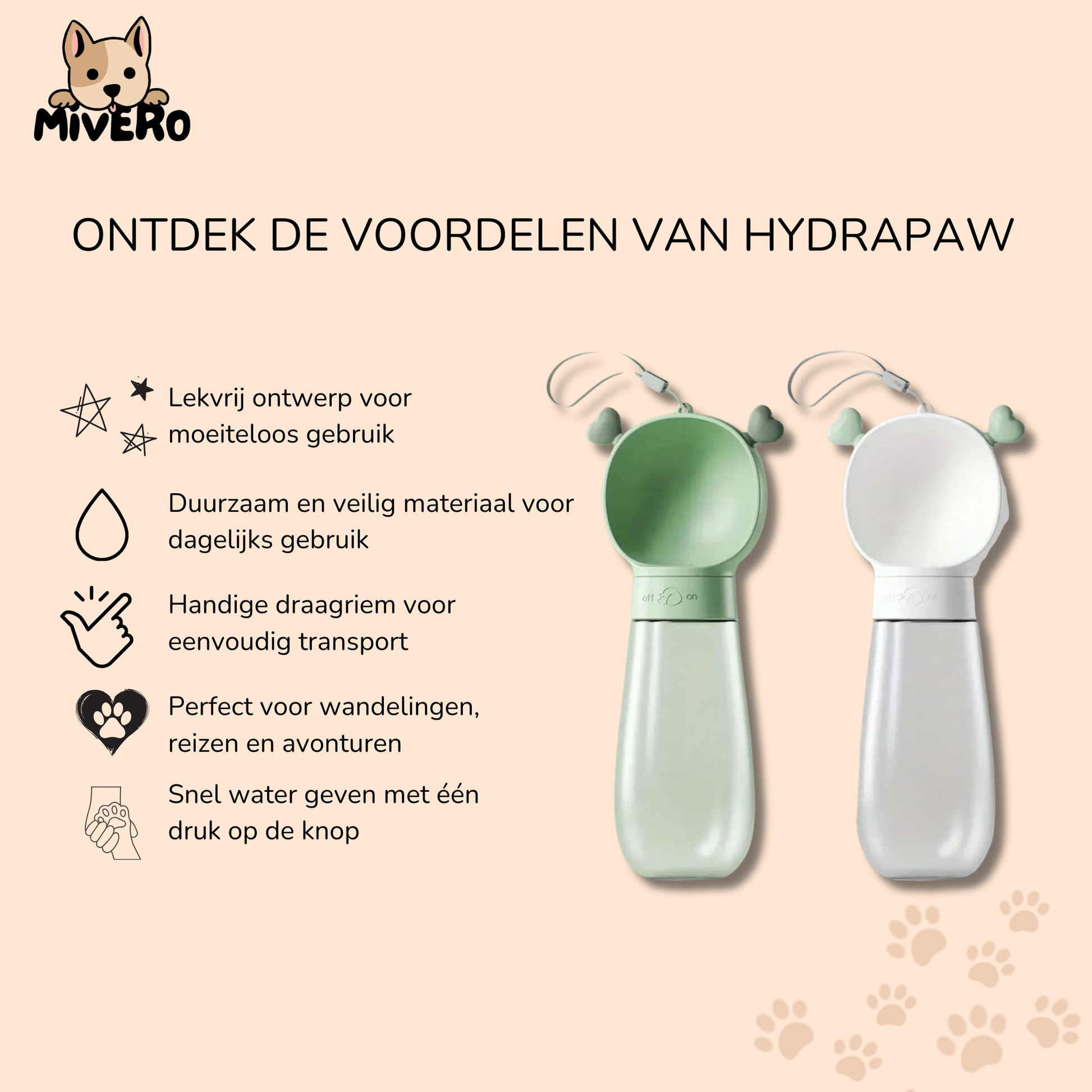 HydraPaw - Lekvrije Reisfles Huisdier