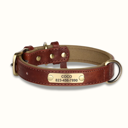 PawID - Gegraveerde Leren Hondenhalsband