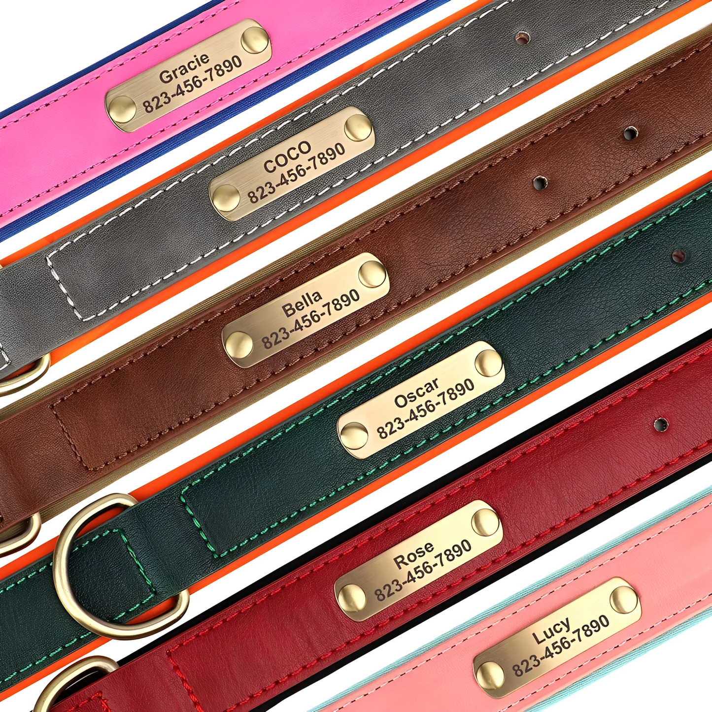 PawID - Gegraveerde Leren Hondenhalsband