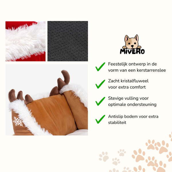 SnoozeSleigh - Fluwelen Kerst Hondenbed