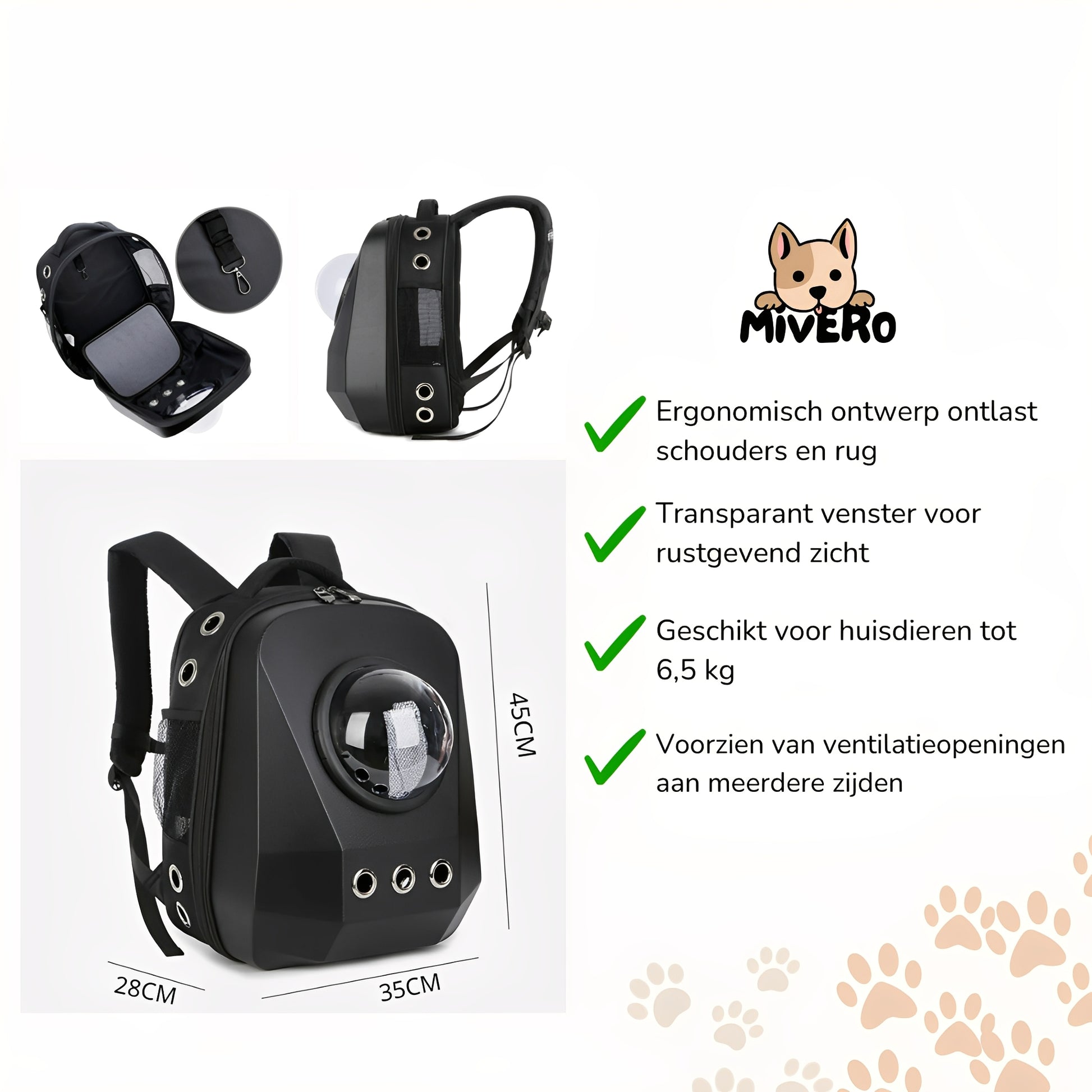 Capsula - Ergonomische Ventilerende Huisdierenrugzak