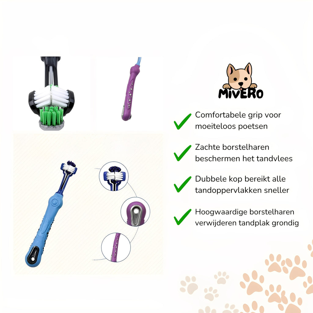 DentaPup - Ergonomische dubbelzijdige hondentandenborstel