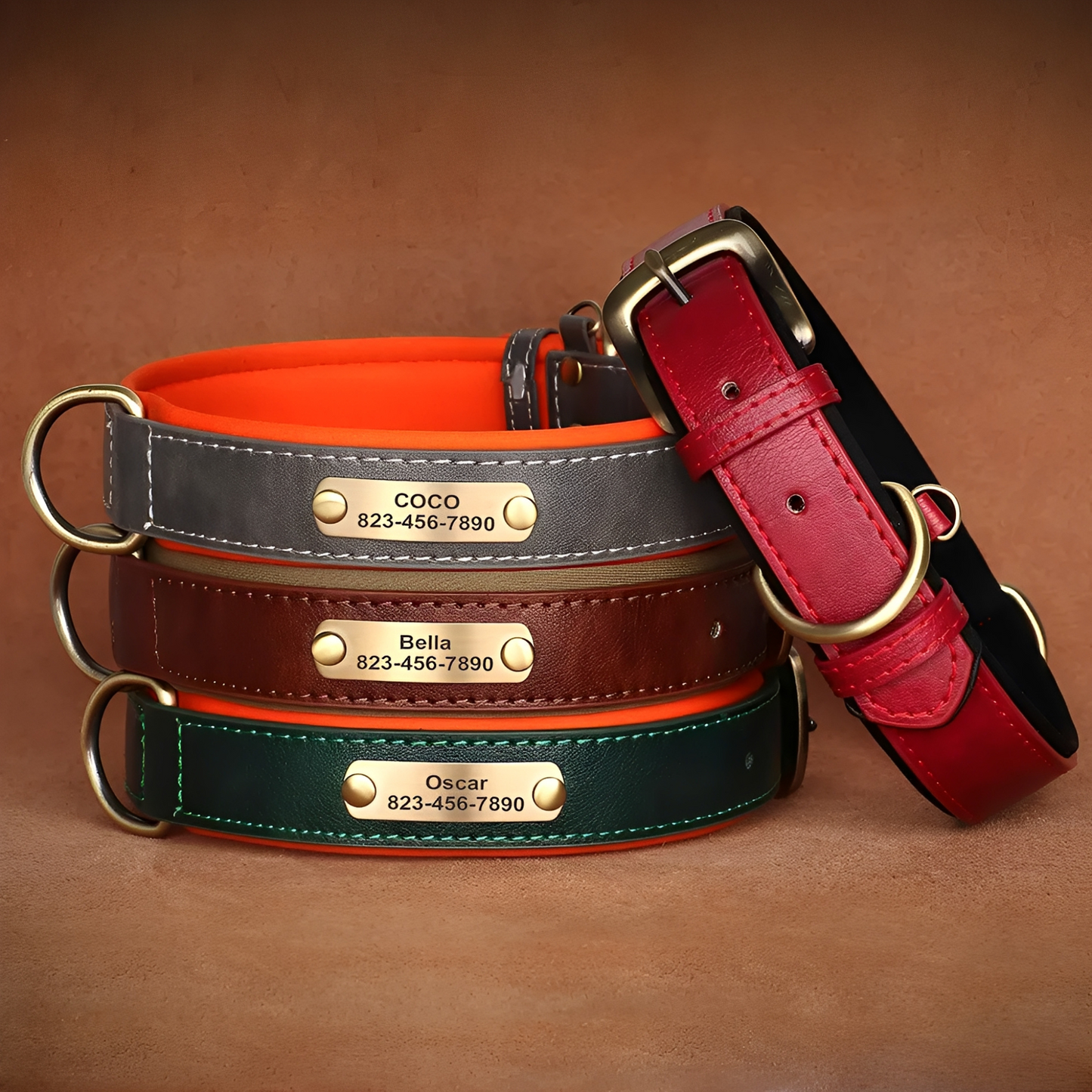 PawID - Gegraveerde Leren Hondenhalsband