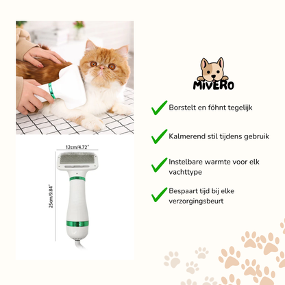 PawGroom - Rustgevende Droog-Borstel Hondenföhn