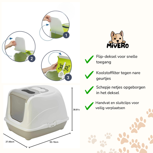 Purriva -  Geurfilter Flip-Kattenbak