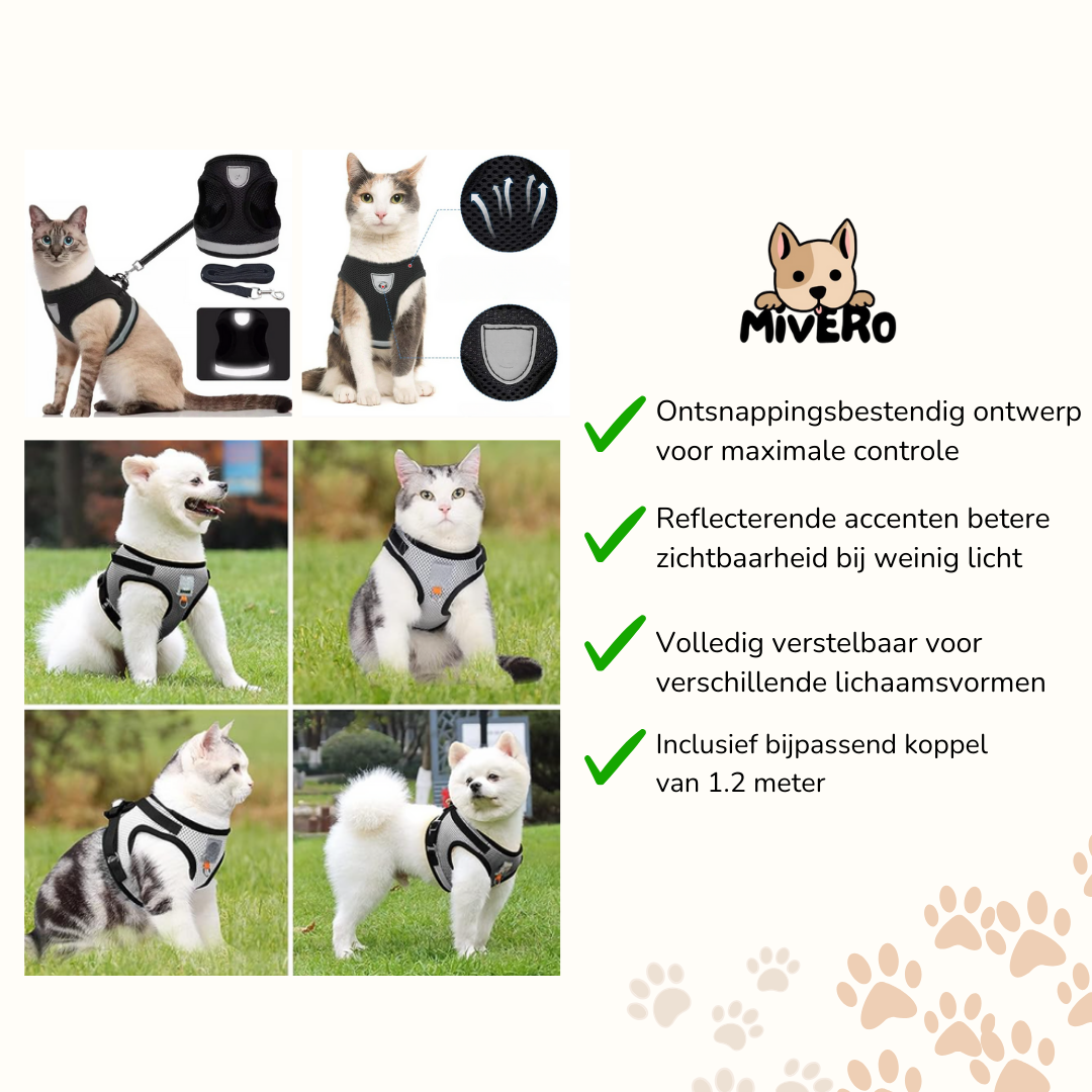 Purrtect -  Ontsnappingsvrij Reflecterend Kattenharnas
