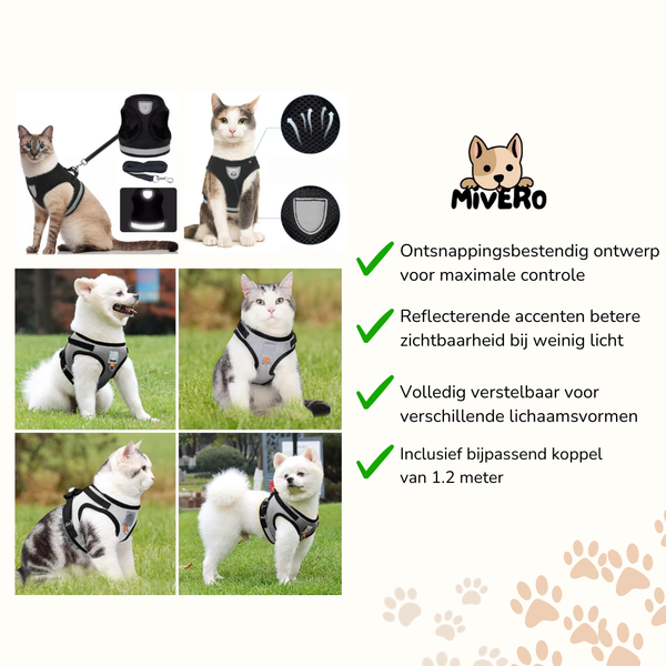 Purrtect -  Ontsnappingsvrij Reflecterend Kattenharnas