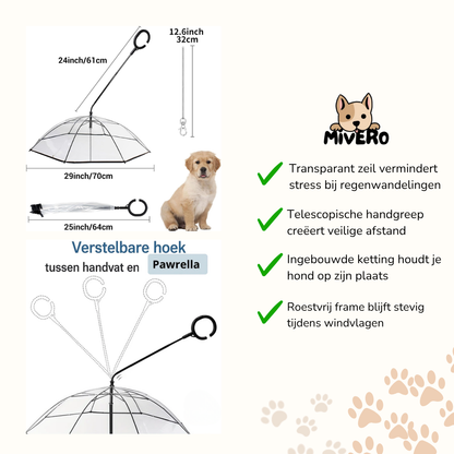 Pawrella - Transparante Veiligheids Hondenparaplu