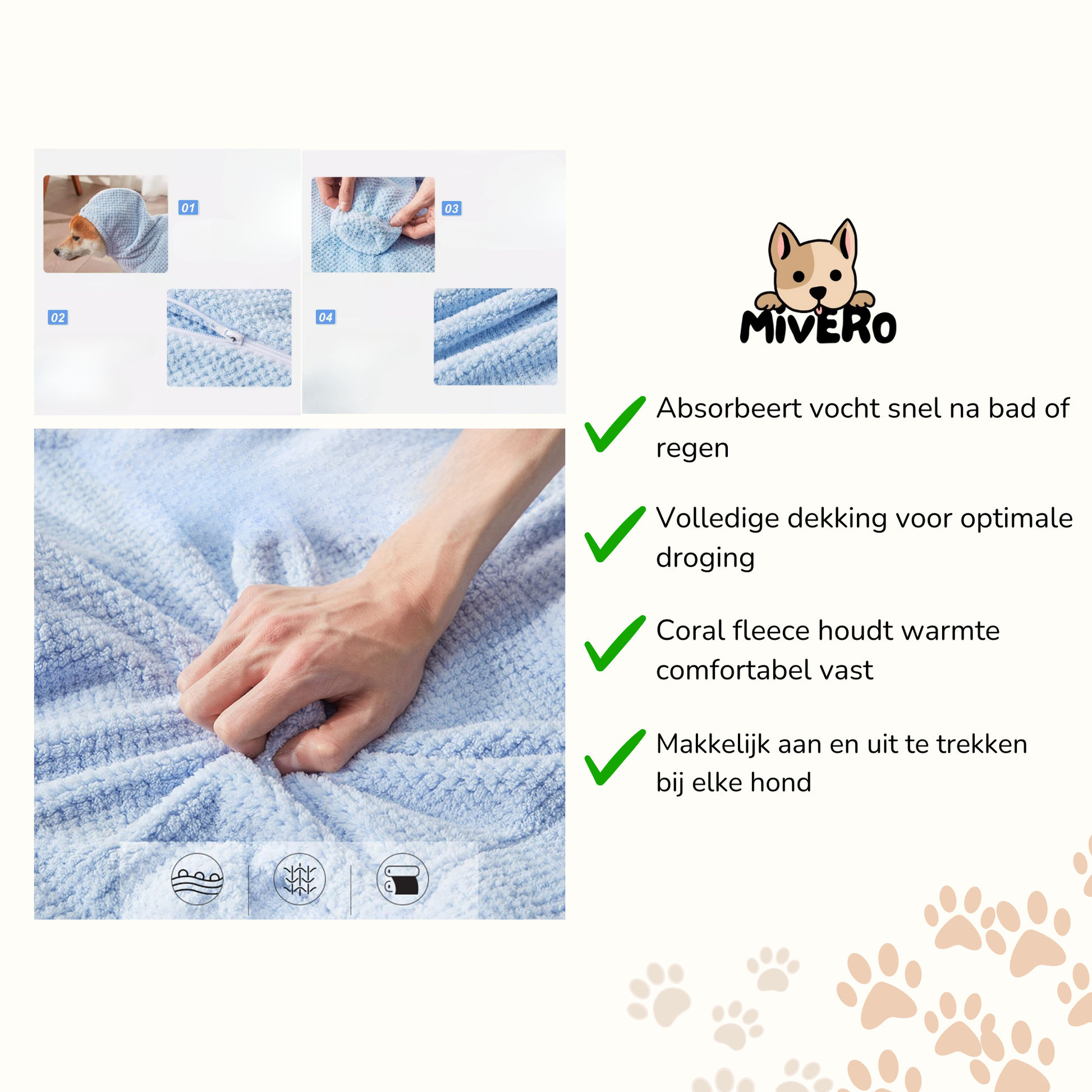 WuffWrap - Absorberende Coralfleece Hondenbadjas