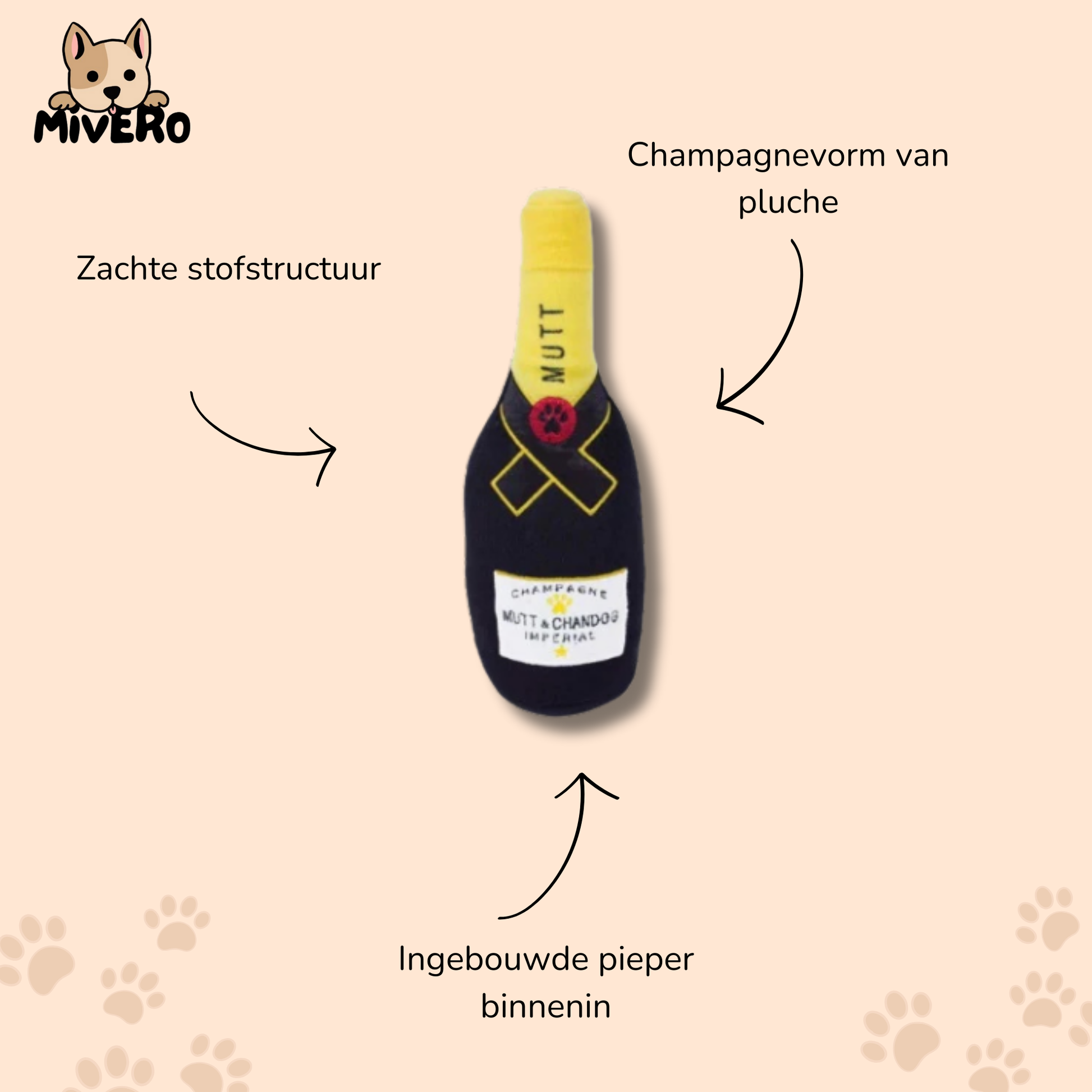 Chompagne - Pluche Piepende Champagnespeeltje