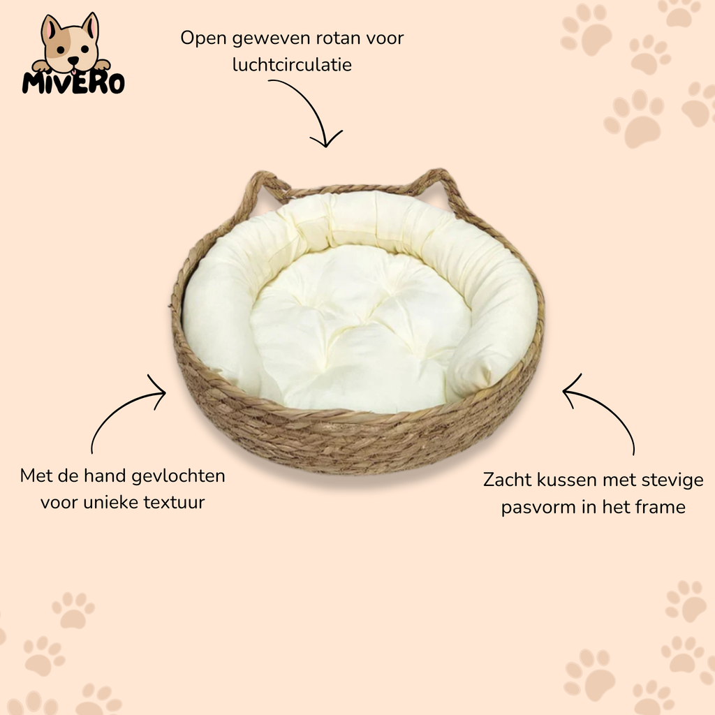 Baskit - Ademend Rotan Kattenbed