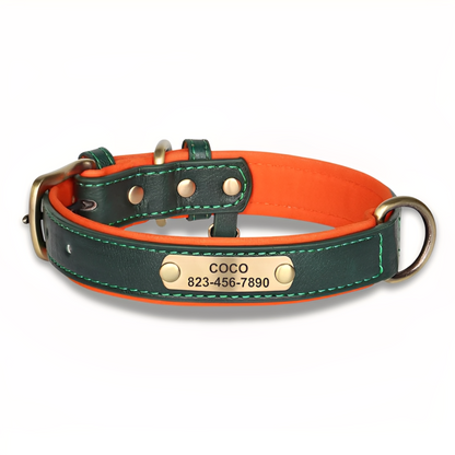 PawID - Gegraveerde Leren Hondenhalsband