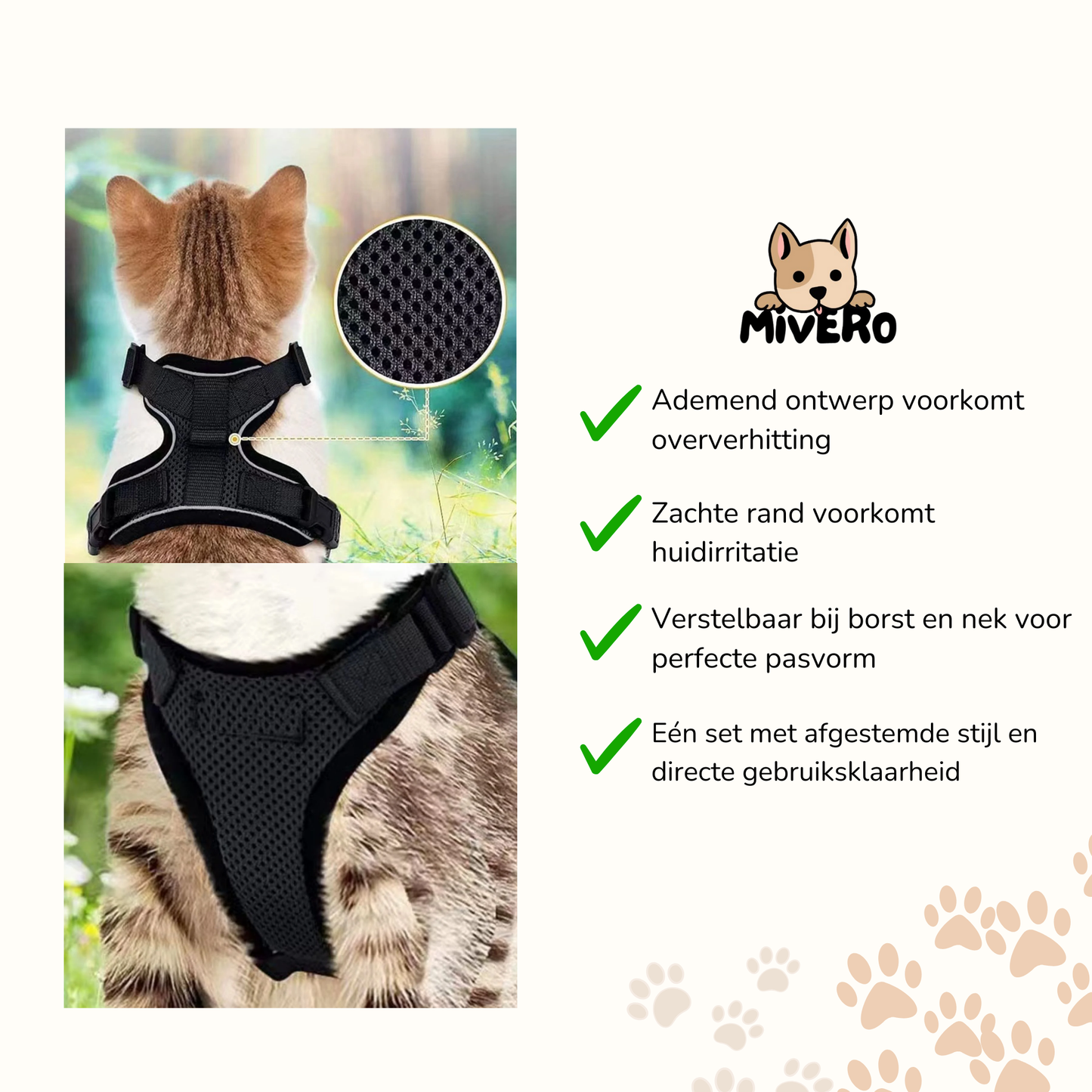Harnix -  Ademend Verstelbaar Kattenharnas
