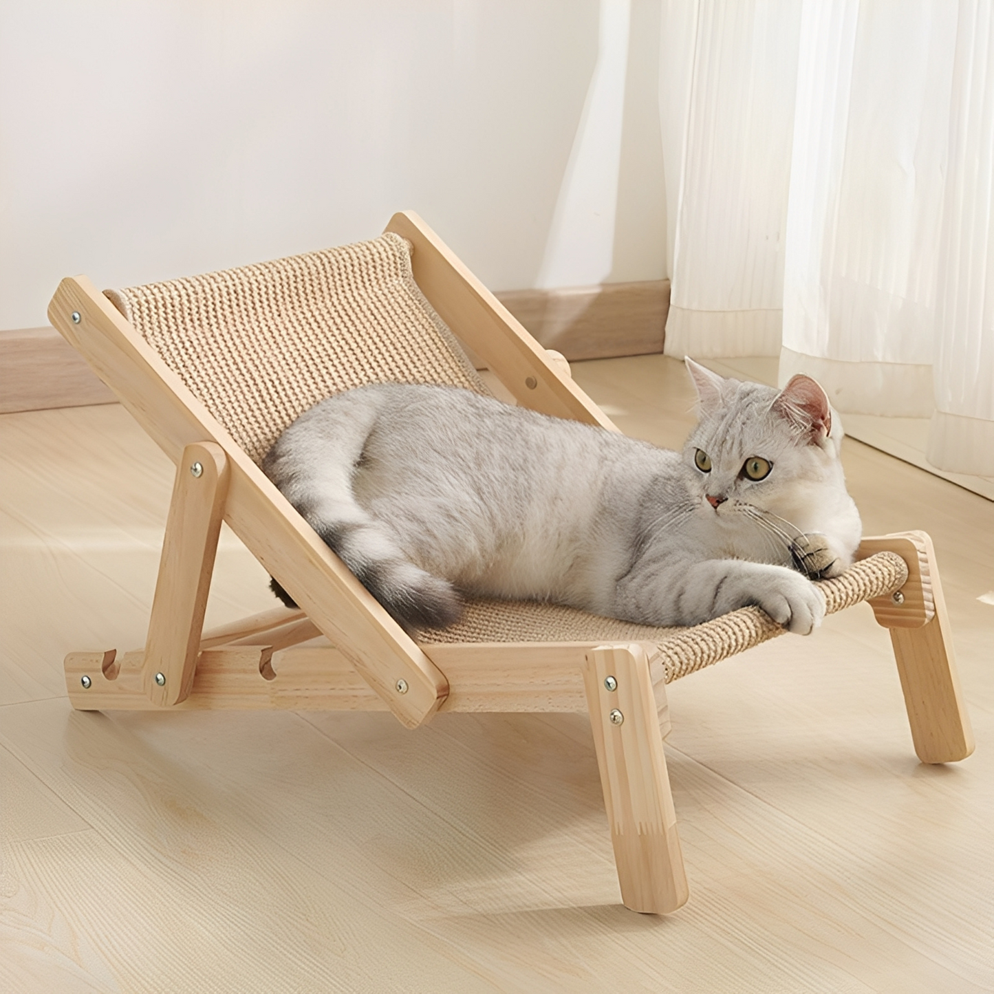 FurLounge -  Verstelbare Houten Kattenlounger