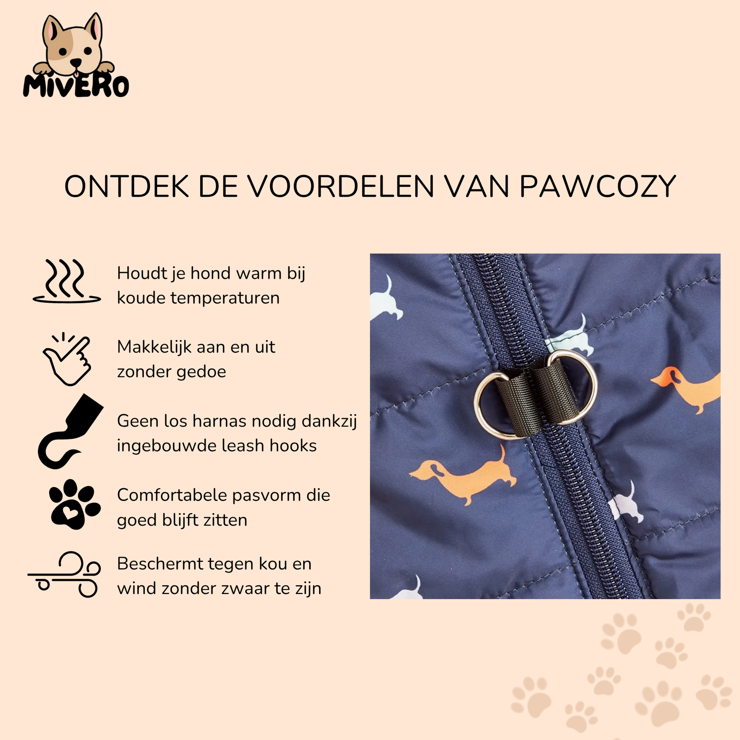 PawCozy - Gevoerde Rits Hondenjas