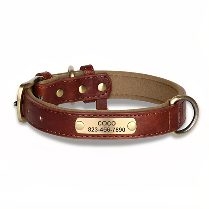 PawID - Gegraveerde Leren Hondenhalsband