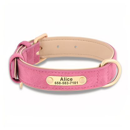 PawID - Gegraveerde Leren Hondenhalsband