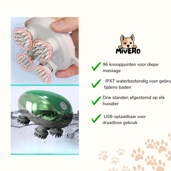 Whiskalm -  Waterdichte Siliconen Dierenmassager