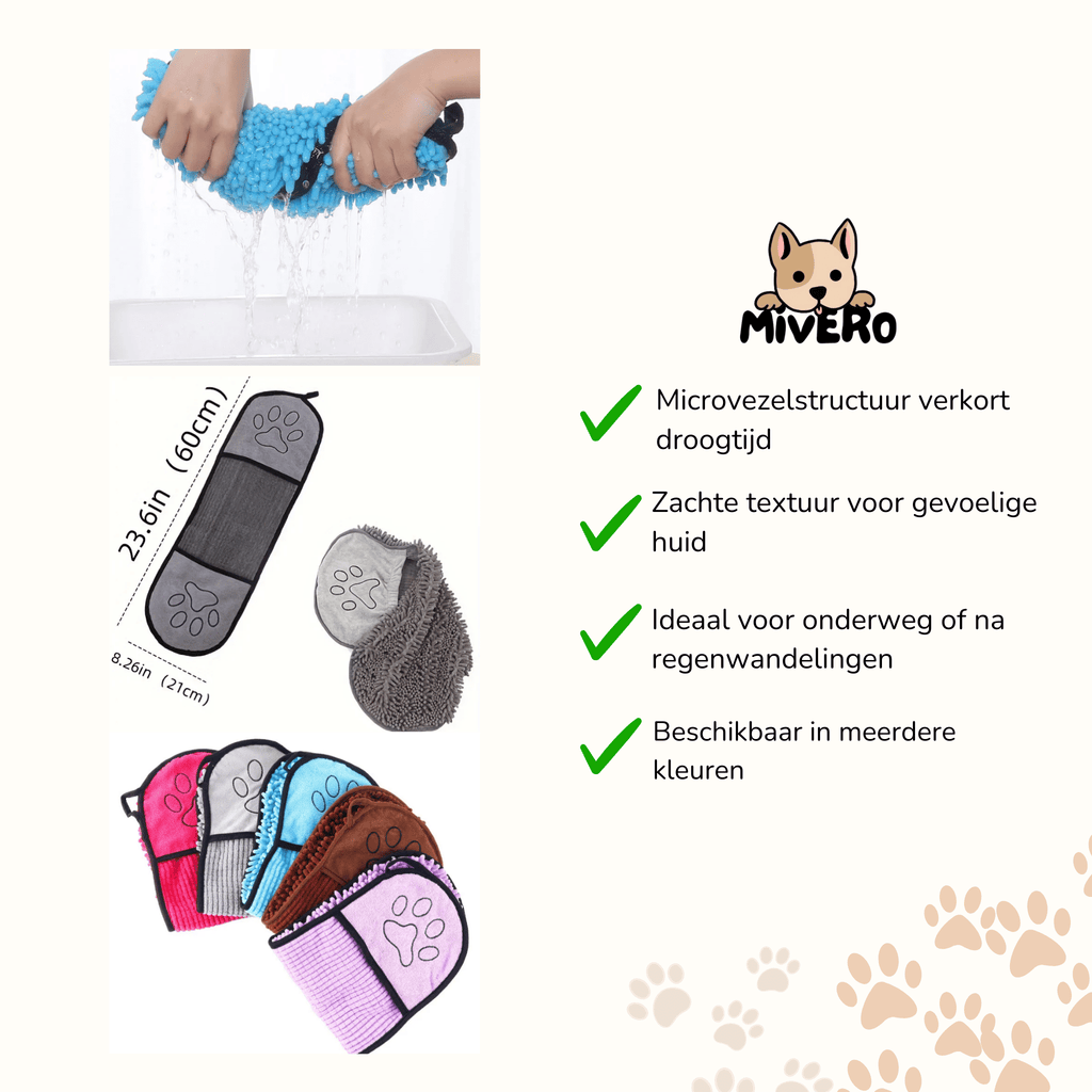 Absopet - Absorberende Microvezel Hondenhanddoek - Mivero