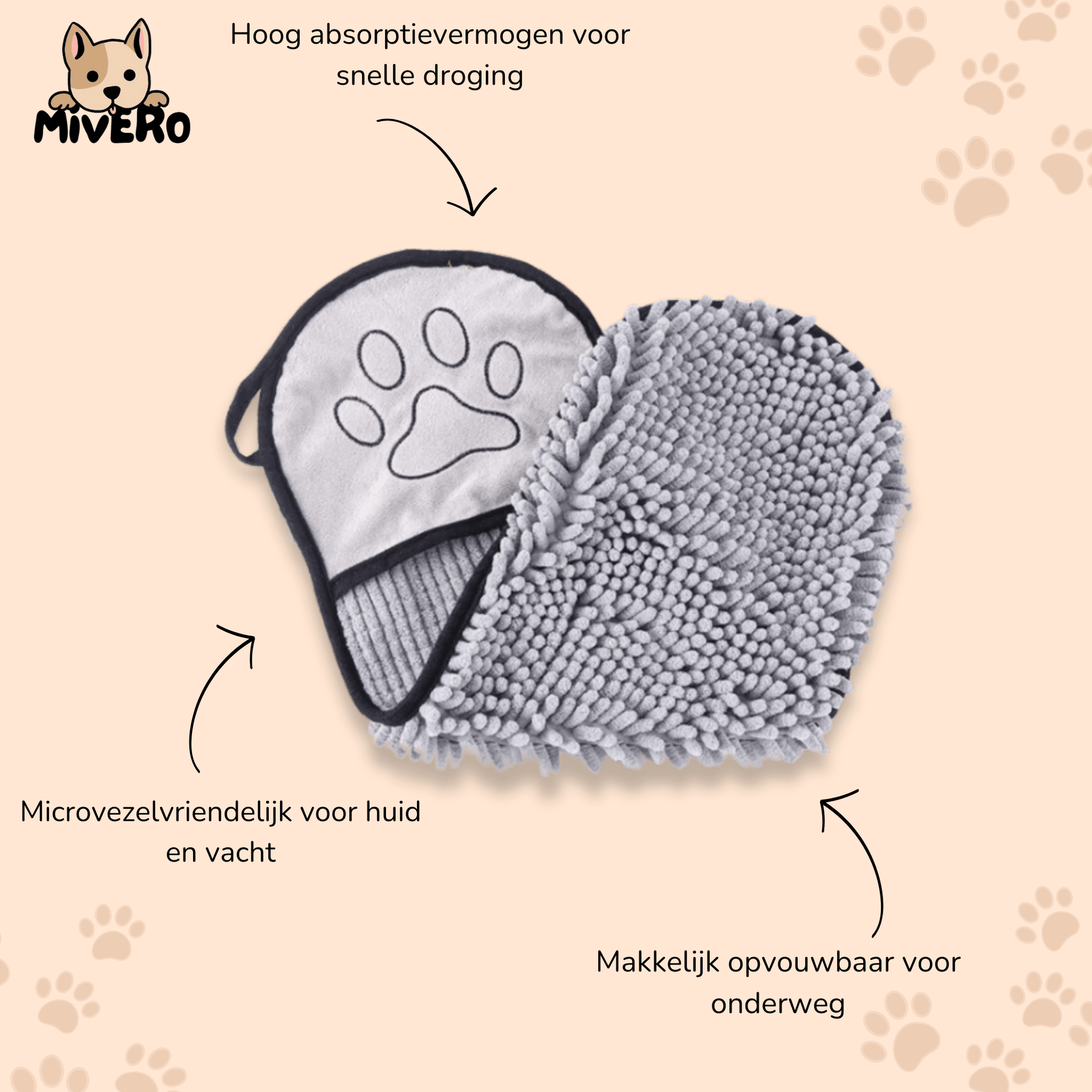 Absopet - Absorberende Microvezel Hondenhanddoek - Mivero