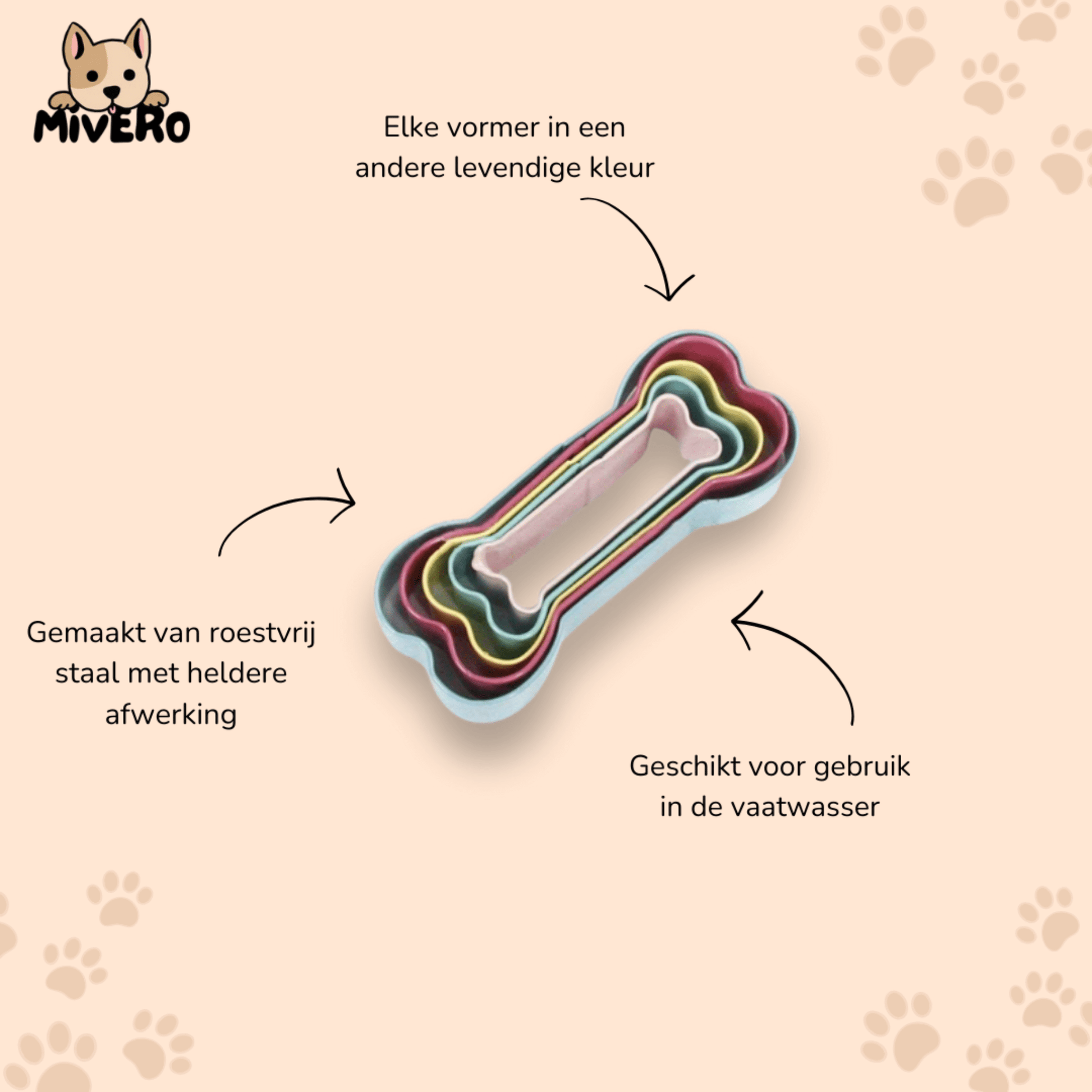 BakeBone - Botvormige RVS Koekjesvormers - Mivero