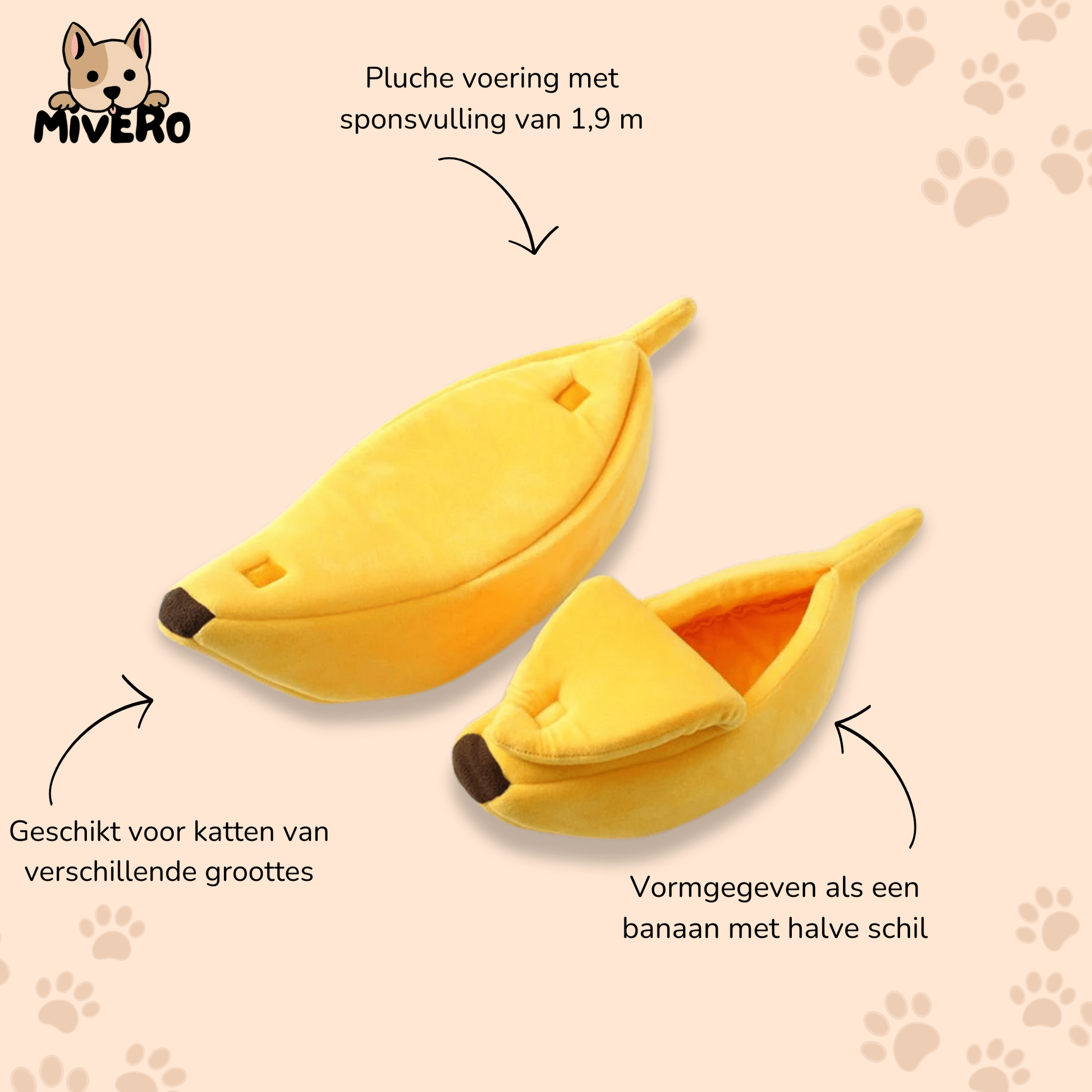 Bananapaws - Pluche Banaan Kattenmand - Mivero