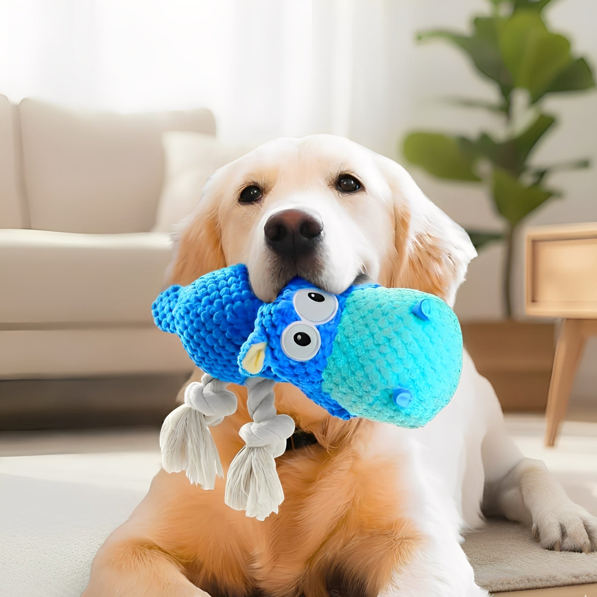 Barkalm - Hondenspeelgoed Pluche Nijlpaard met Pieper - Mivero