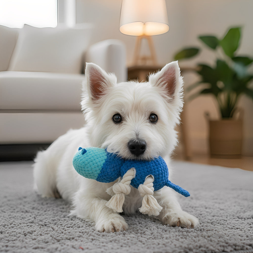 Barkalm - Hondenspeelgoed Pluche Nijlpaard met Pieper - Mivero