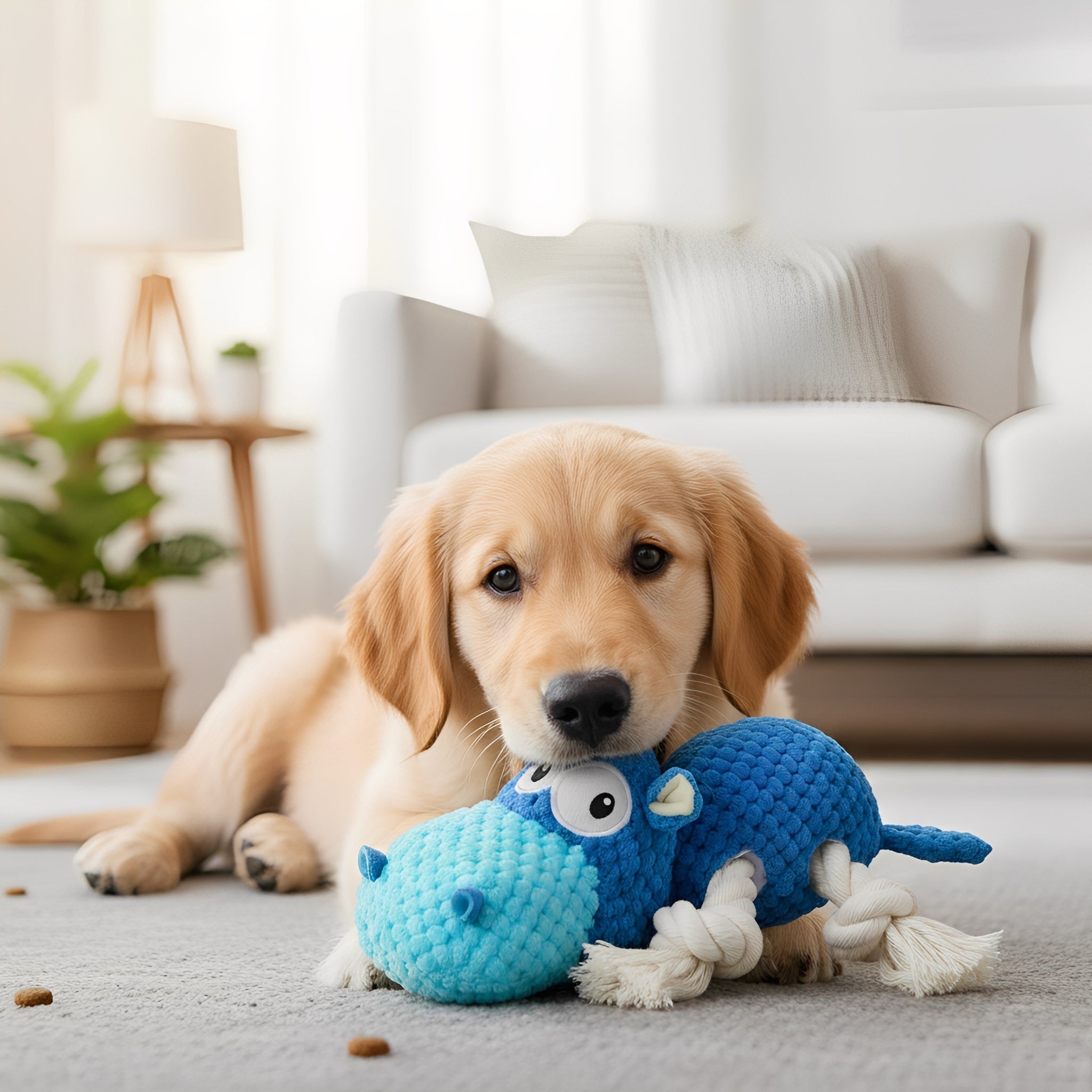 Barkalm - Hondenspeelgoed Pluche Nijlpaard met Pieper - Mivero