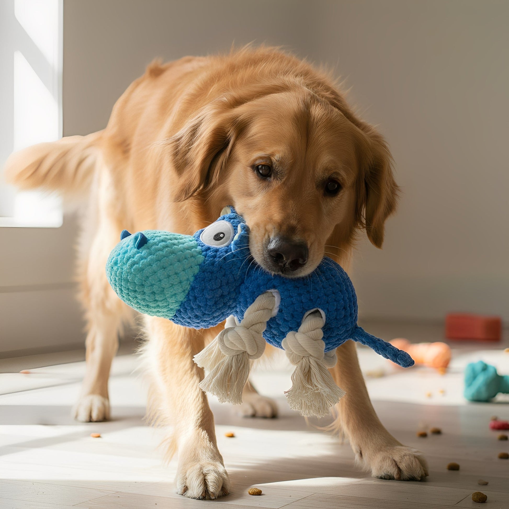 Barkalm - Hondenspeelgoed Pluche Nijlpaard met Pieper - Mivero